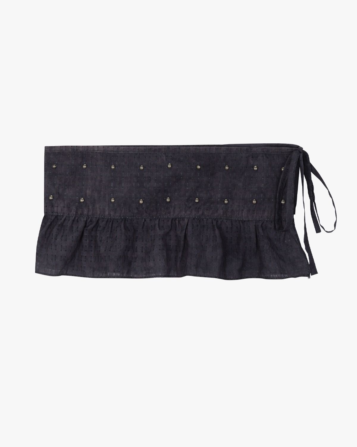 여린(YEORIN) Stud Layered Wrap Skirt (Charcoal)