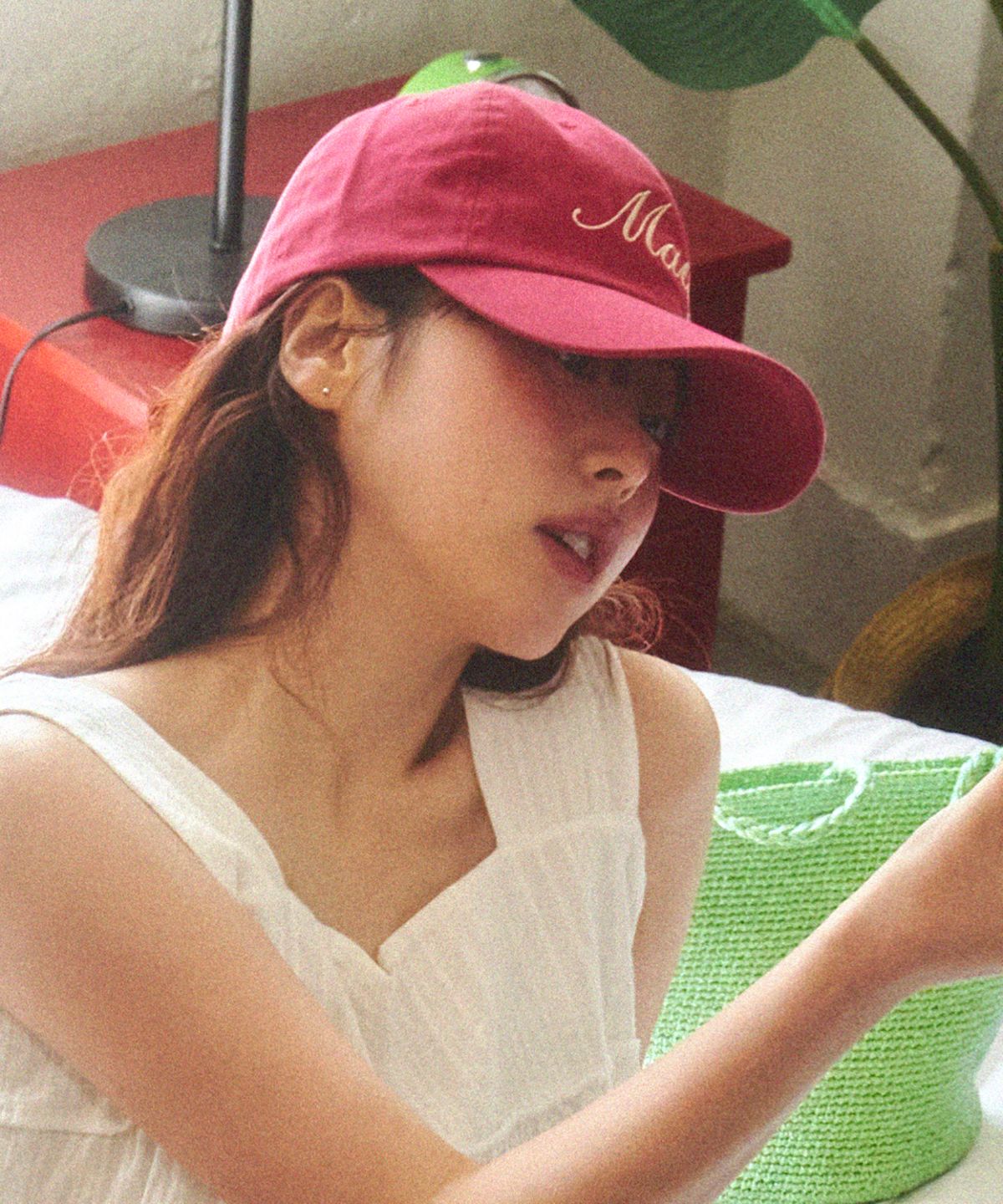 마우그(MAUG) 데일리 레터링 워싱 볼캡 레드