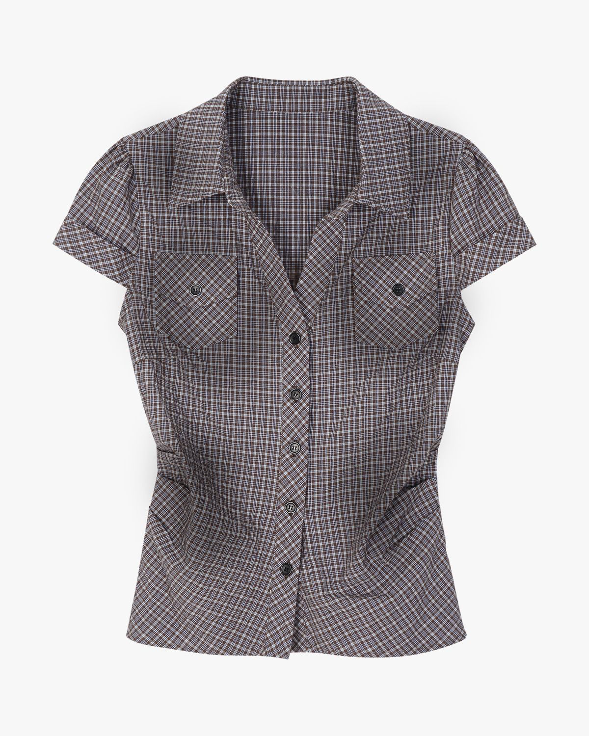 여린(YEORIN) Washed Slim Check Shirt (Vintage Purpl)