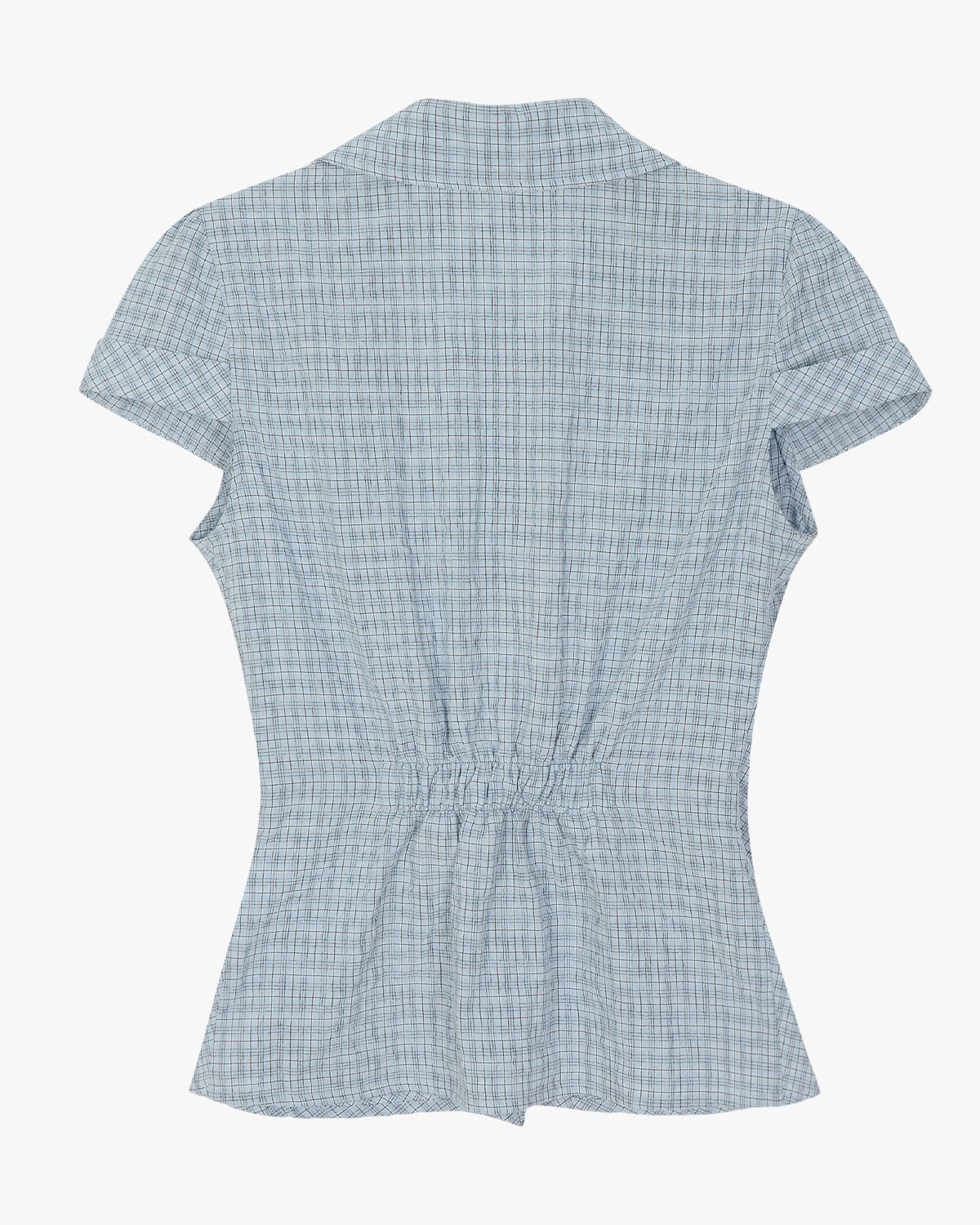 여린(YEORIN) Washed Slim Check Shirt (Sky Blue)