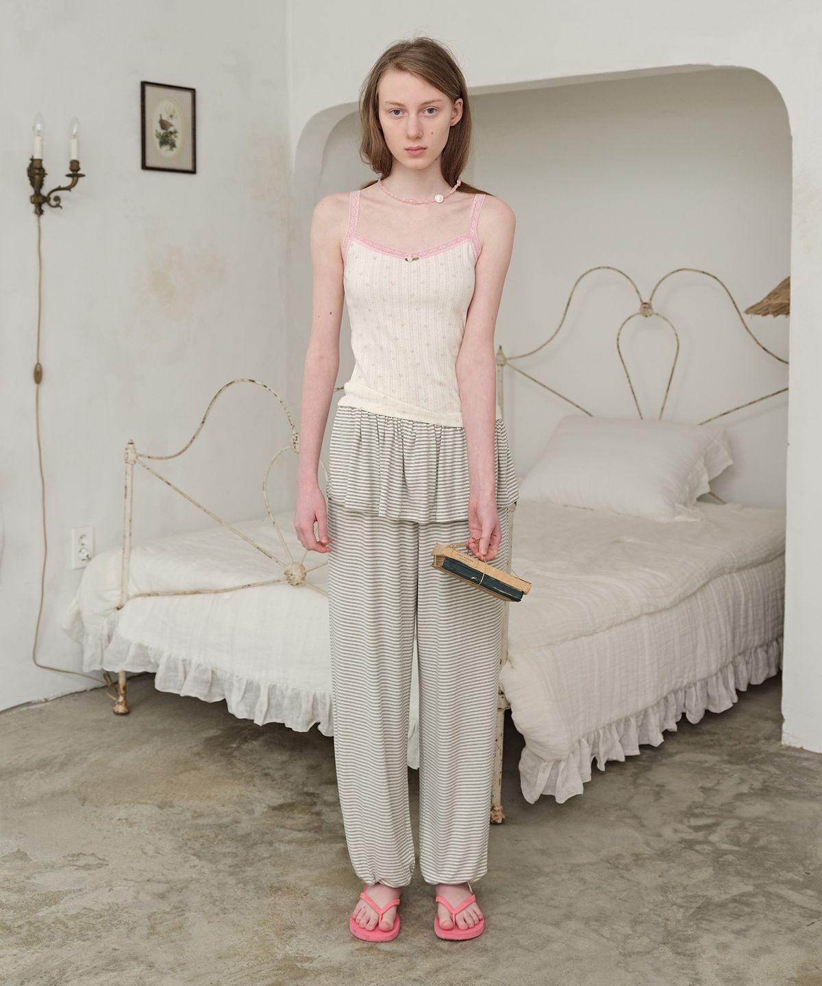 펀프롬펀(FUNFROMFUN) Layered Stripe Pants, Cream