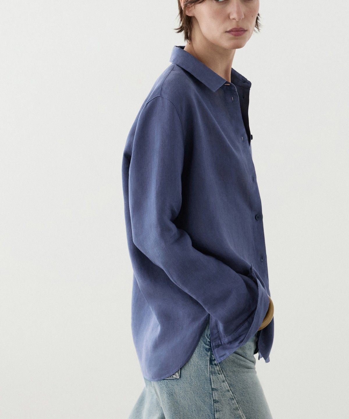 마시모두띠(MASSIMO DUTTI) 100% 린넨 루즈핏 셔츠