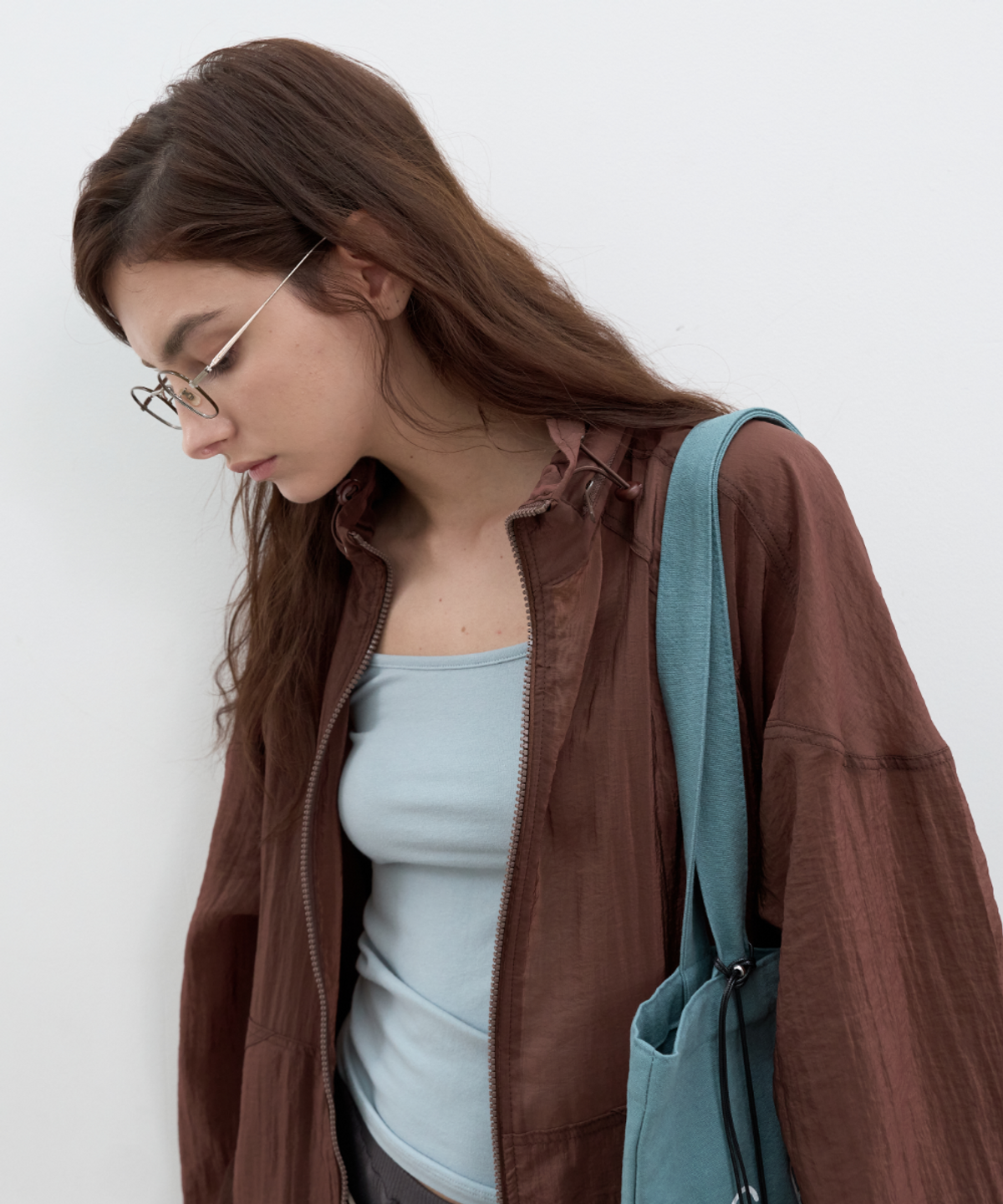 서란(SEORAN) Viscose Pocket Wind Jumper_Brown
