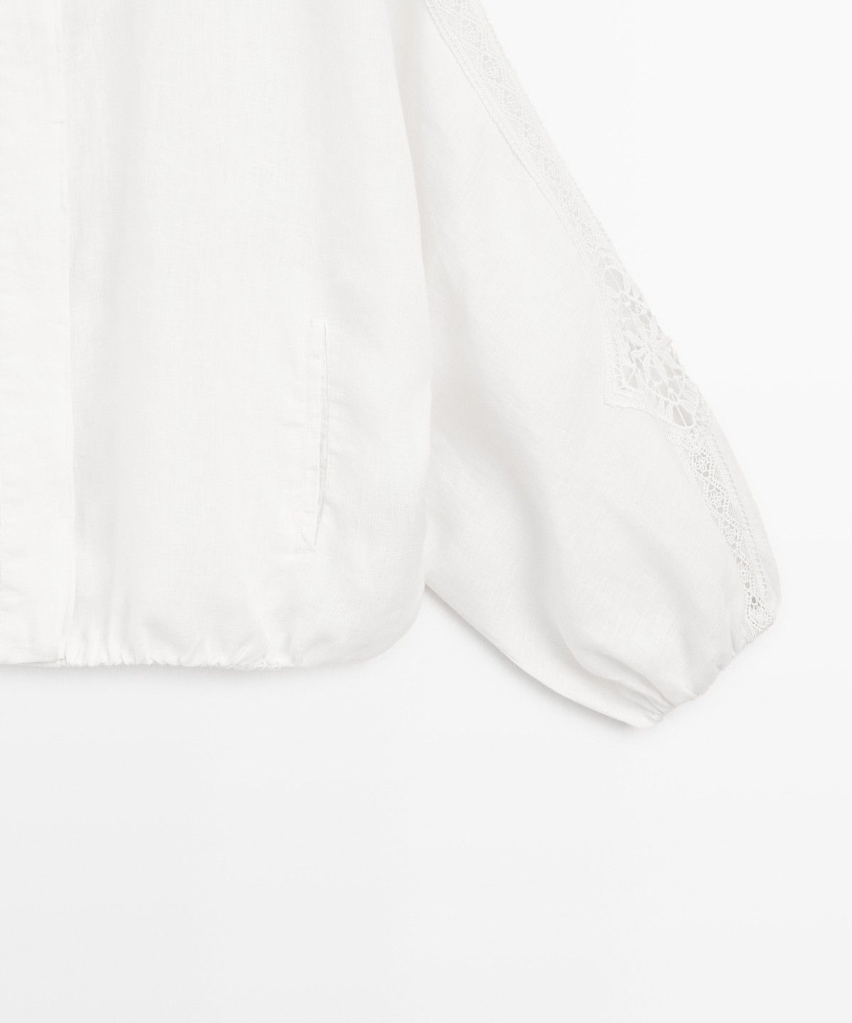 마시모두띠(MASSIMO DUTTI) 자수 디테일 100% 린넨 봄버 자켓