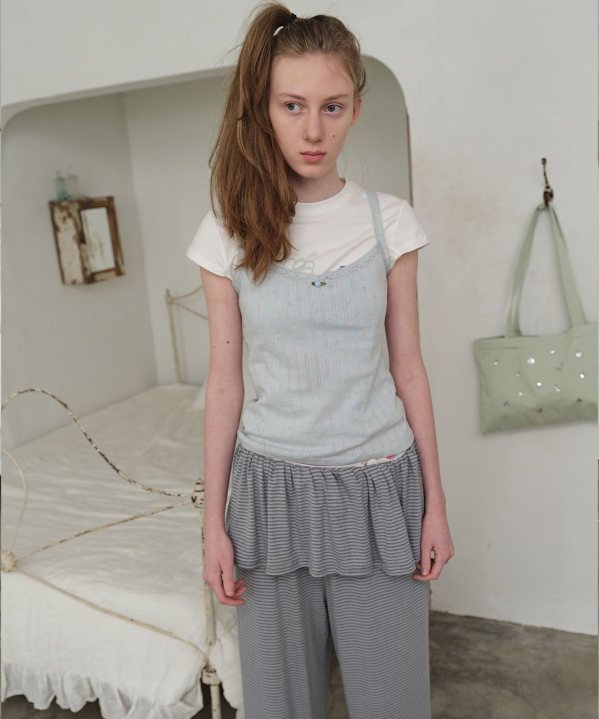 펀프롬펀(FUNFROMFUN) Layered Stripe Pants, Blue
