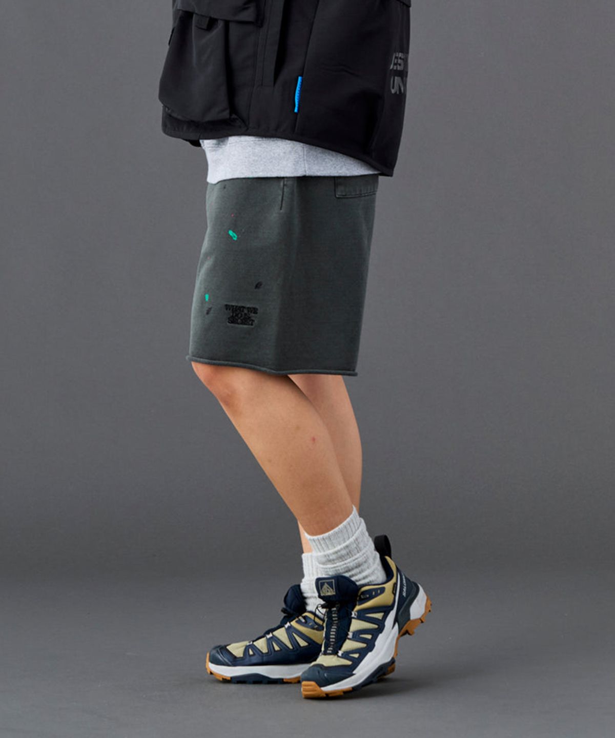 찬스클로딩(CHANCE CLOTHING) PIGMENT DYED SWEAT SHORTS - BLACK