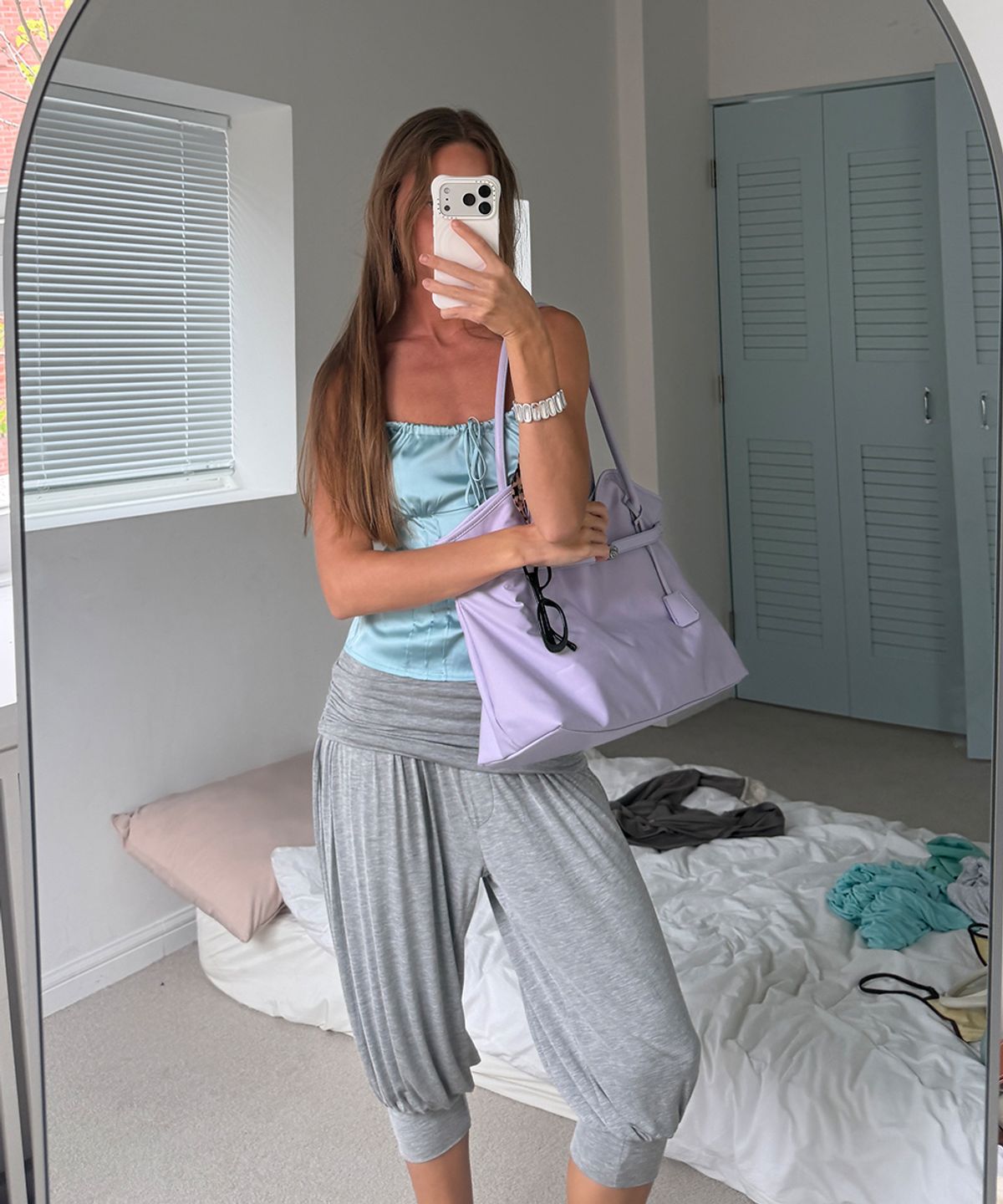 아수라(ASURA) FOLD HAREM PANTS (MELANGE GREY)