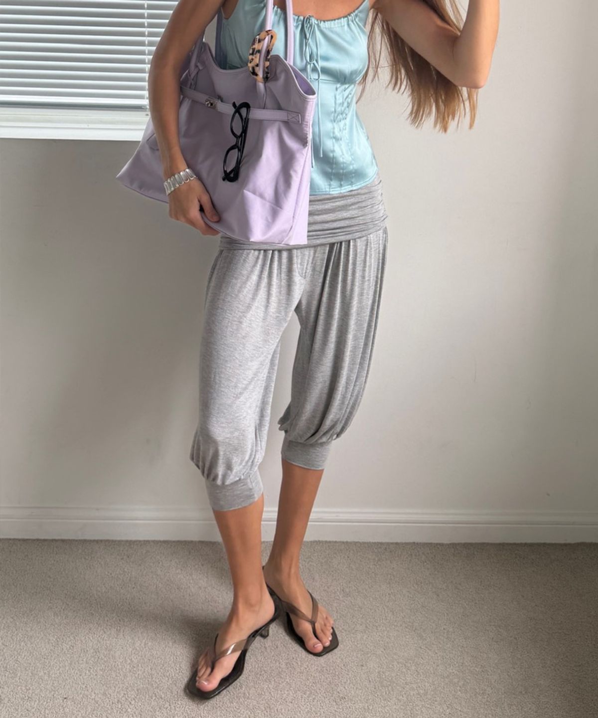 아수라(ASURA) FOLD HAREM PANTS (MELANGE GREY)