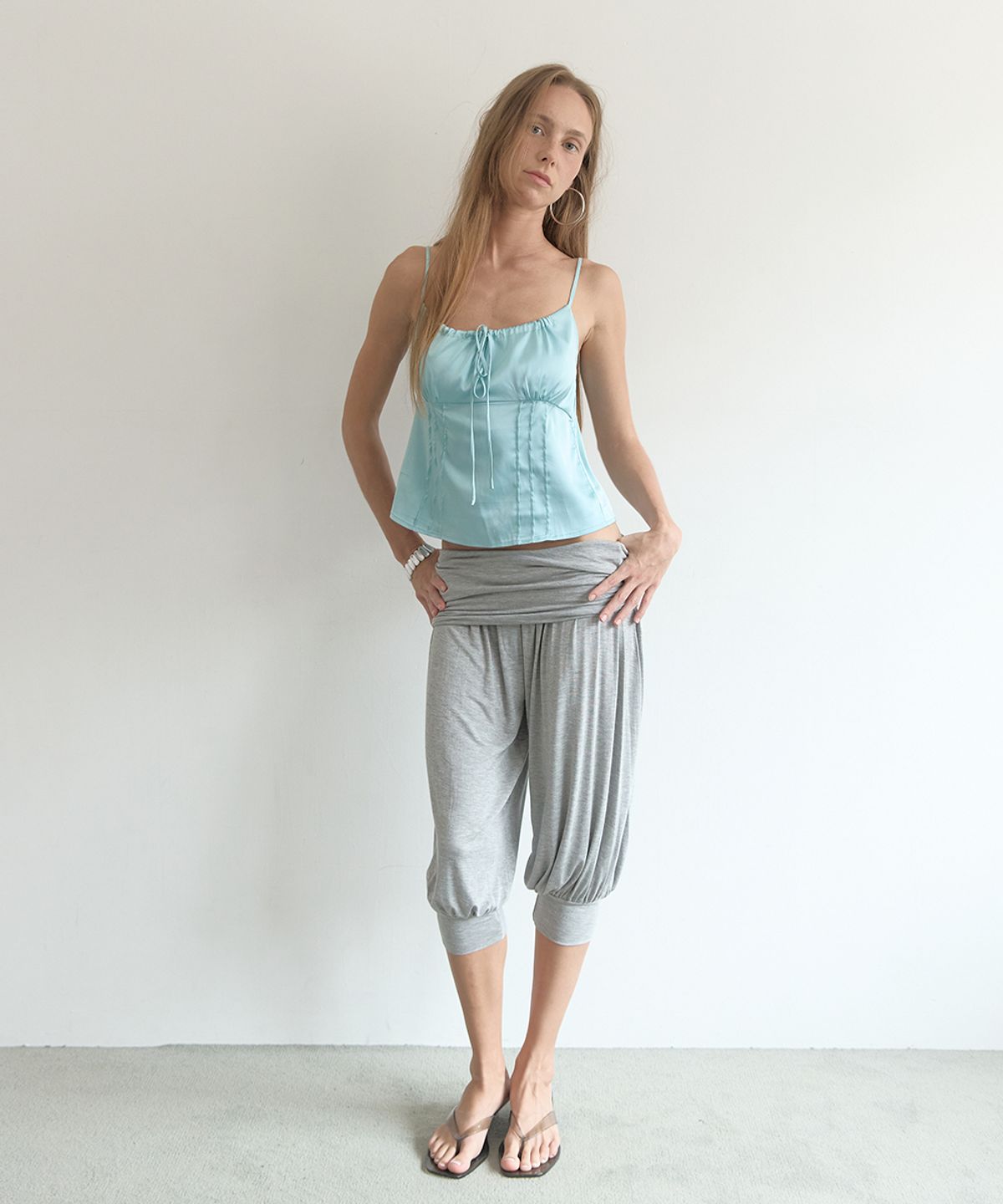 아수라(ASURA) FOLD HAREM PANTS (MELANGE GREY)