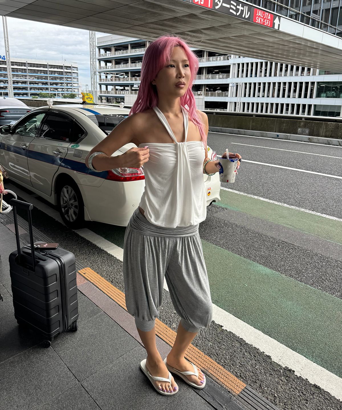 아수라(ASURA) FOLD HAREM PANTS (MELANGE GREY)