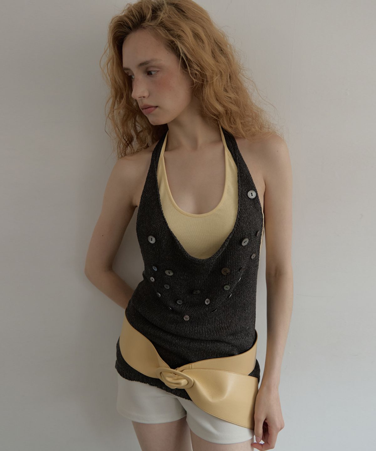 아수라(ASURA) HALTER SHORT TOP (YELLOW)
