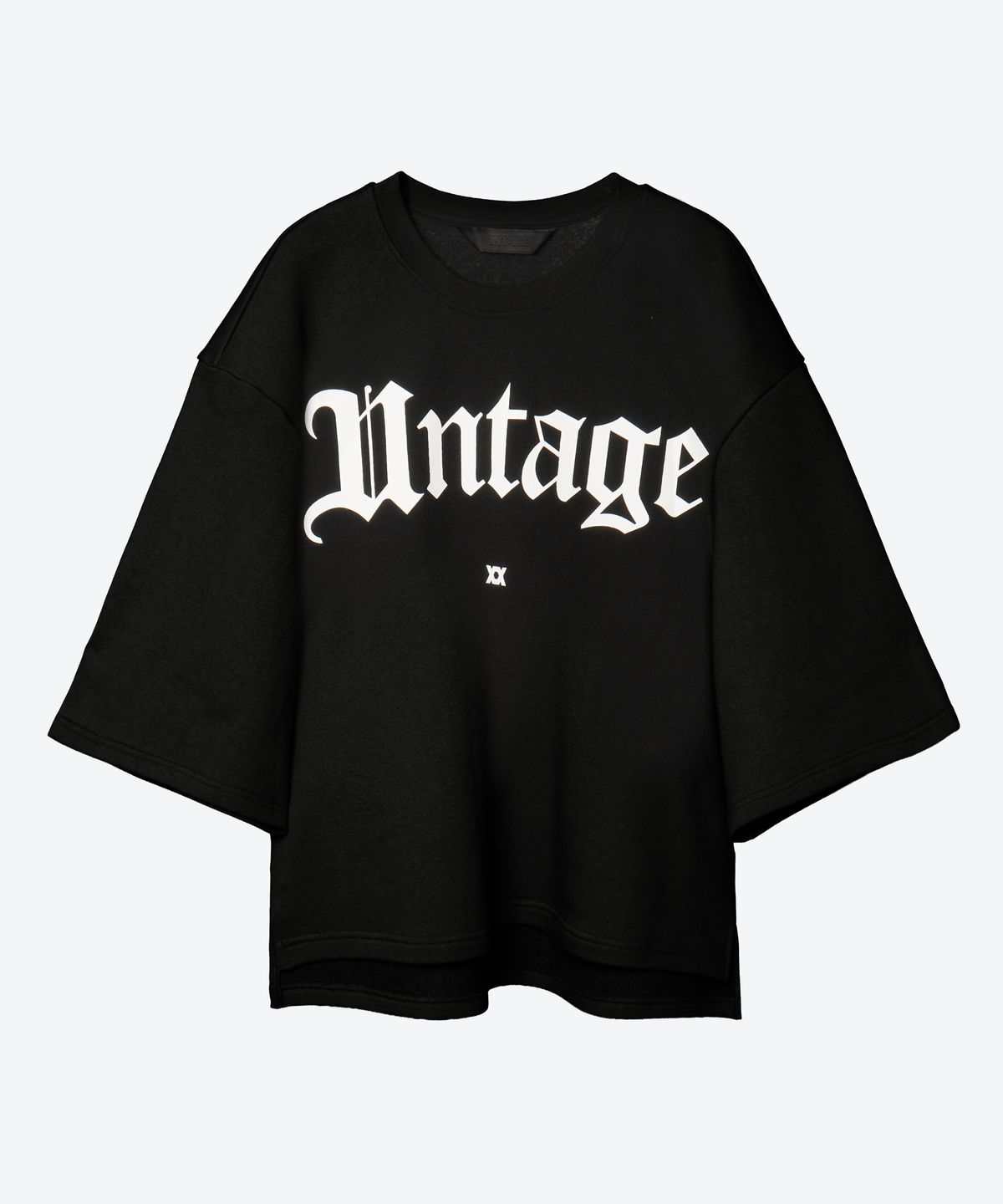 언티지(UNTAGE) 로고 프린트 케이프 반팔 티셔츠[Black(UNISEX)]_UTT-ST22
