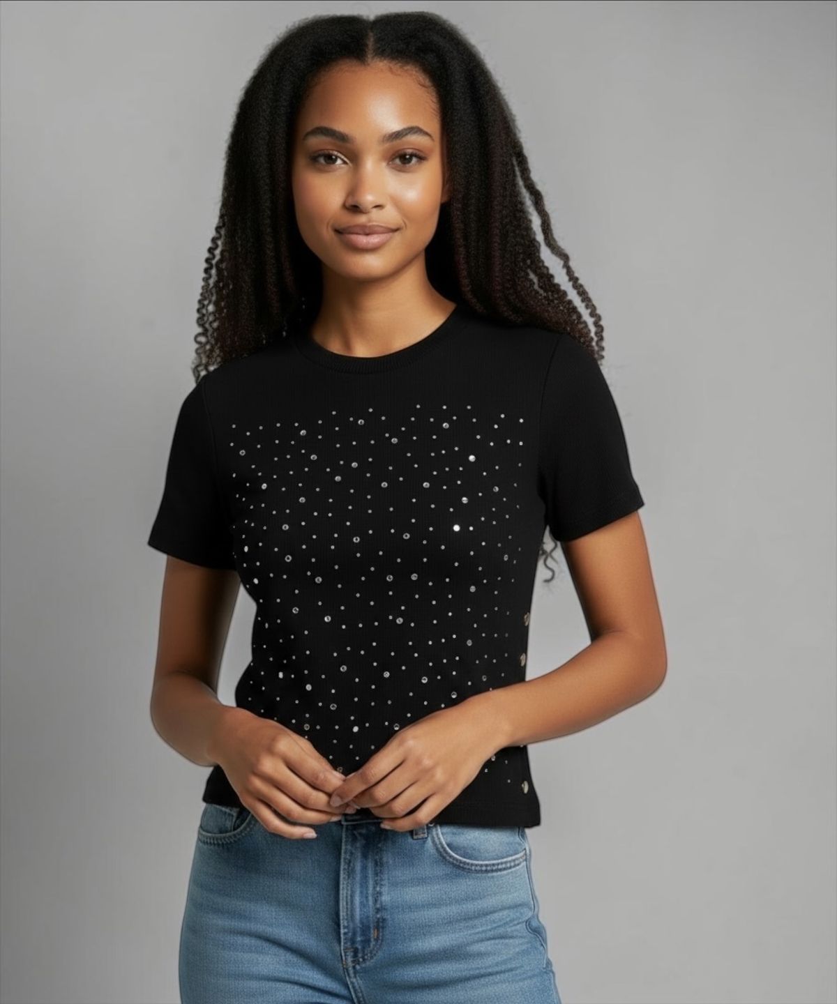 본슬리피(BORN SLIPPY) Galaxy Stud Snap Top (Black)