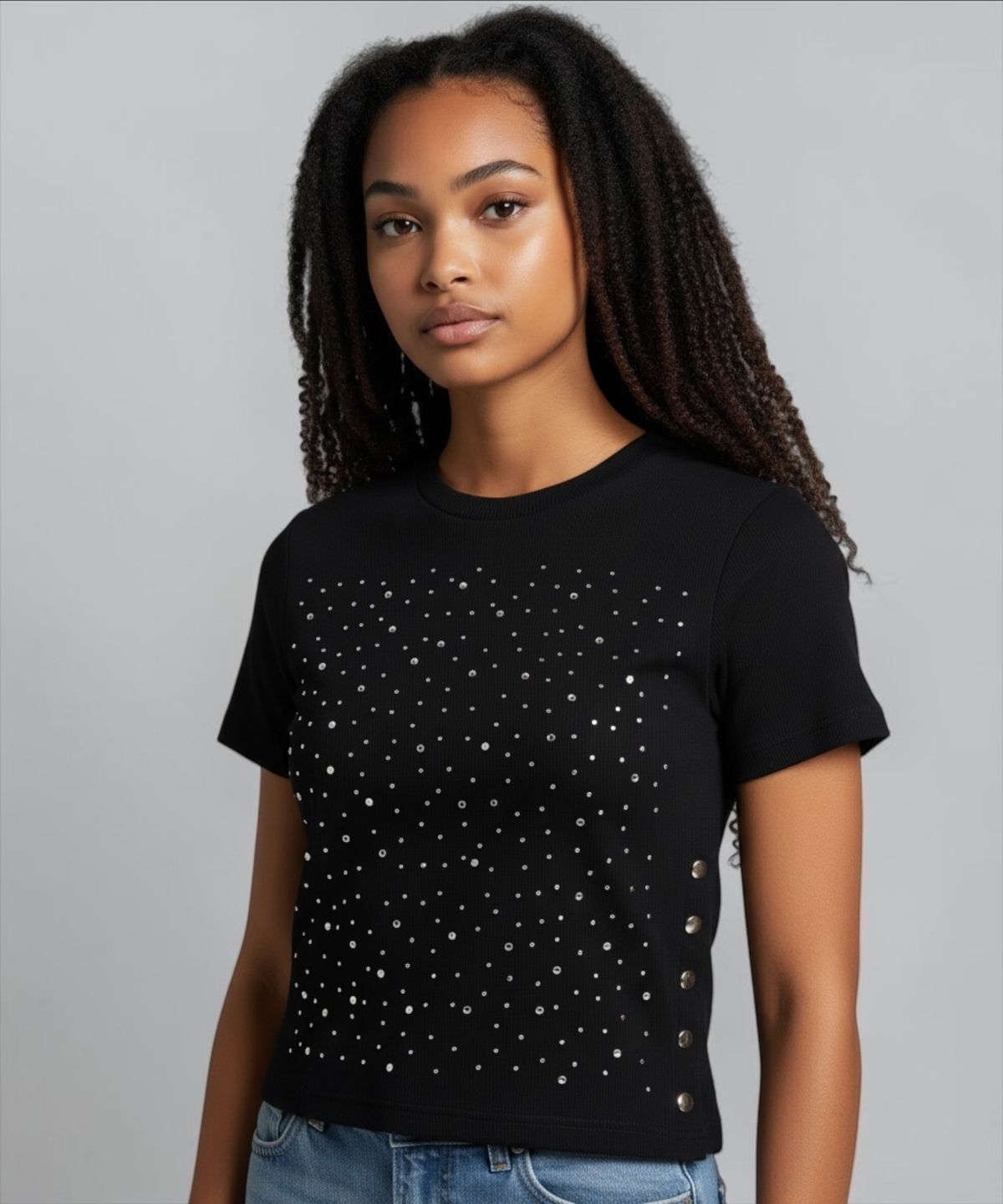 본슬리피(BORN SLIPPY) Galaxy Stud Snap Top (Black)