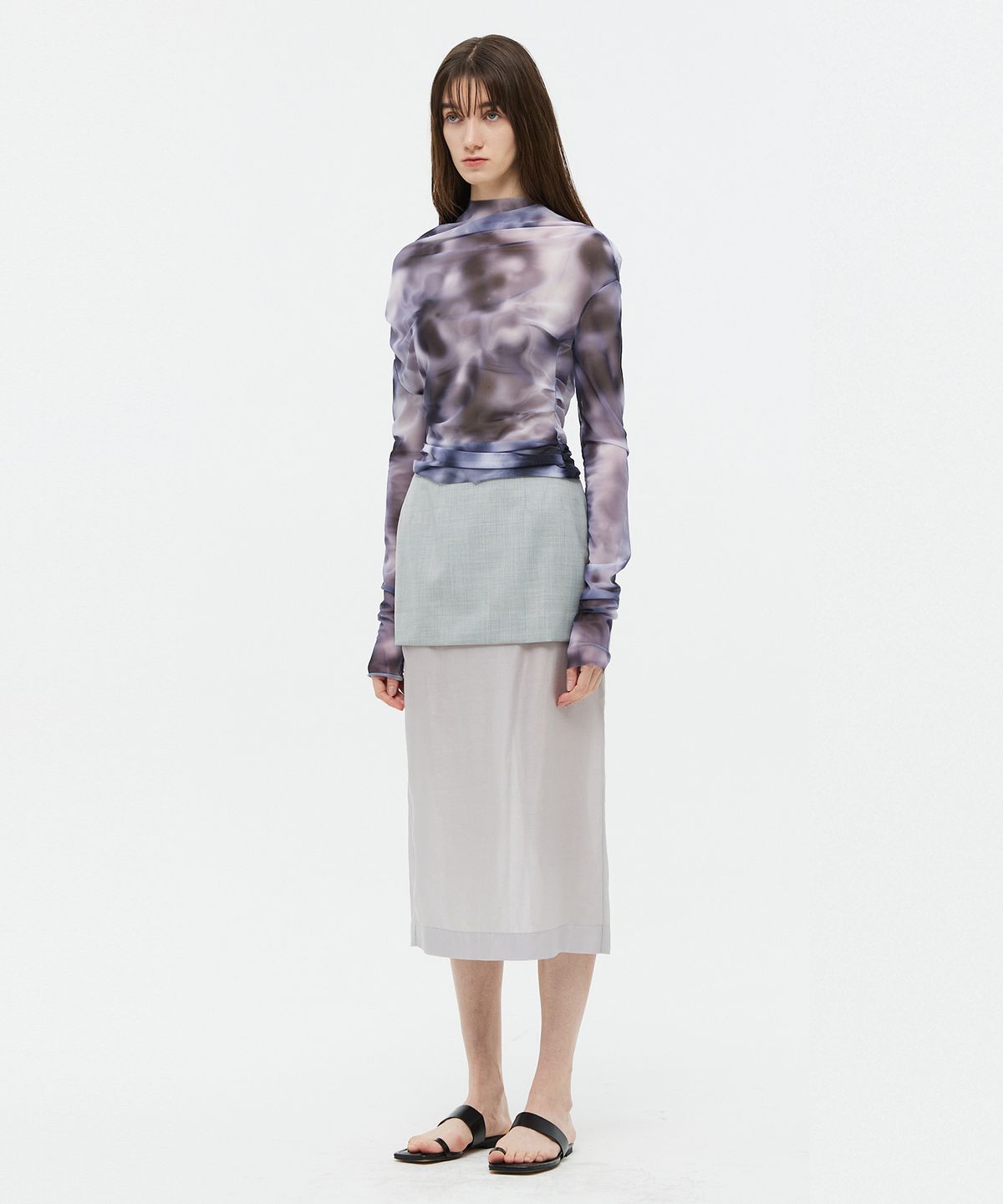 베데르미(VEDERMI) mesh draping top (purple)