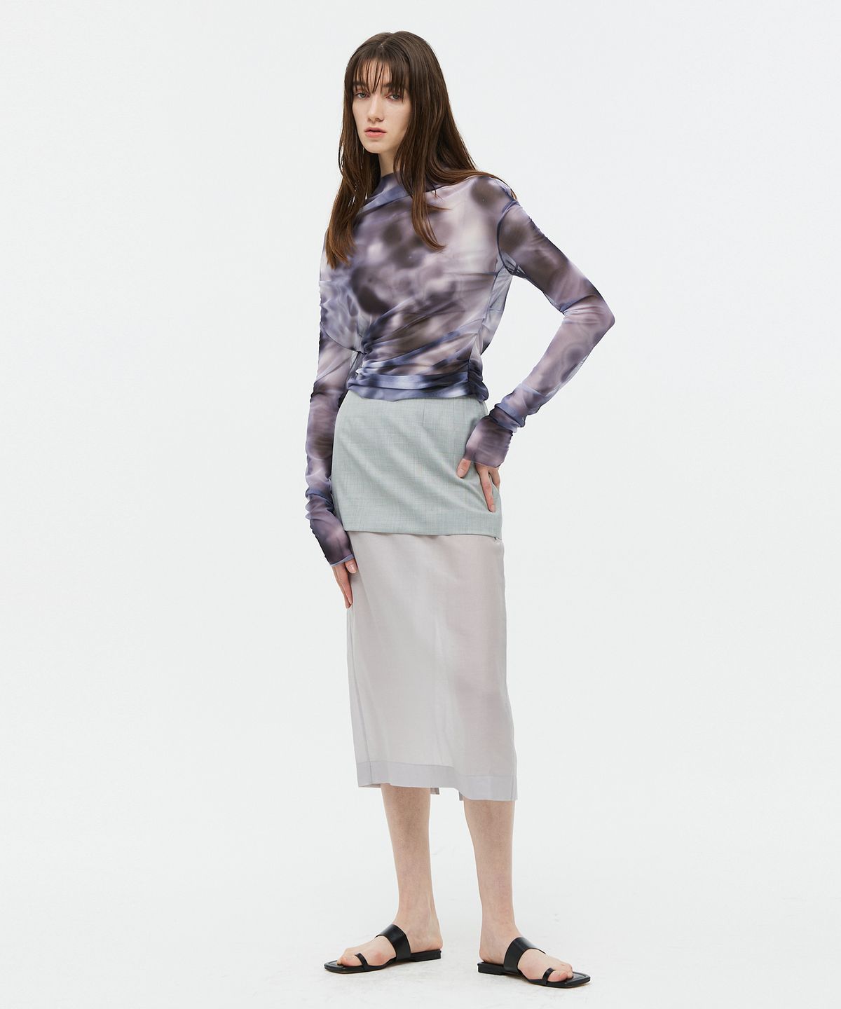 베데르미(VEDERMI) mesh draping top (purple)