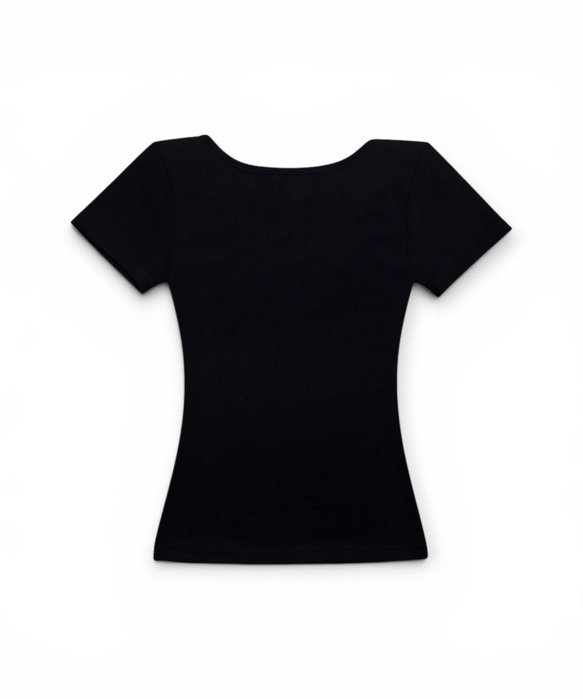 본슬리피(BORN SLIPPY) Crystal Line V Shirring Tee (Black)