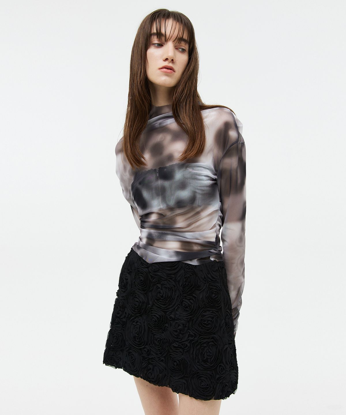 베데르미(VEDERMI) mesh draping top (black)