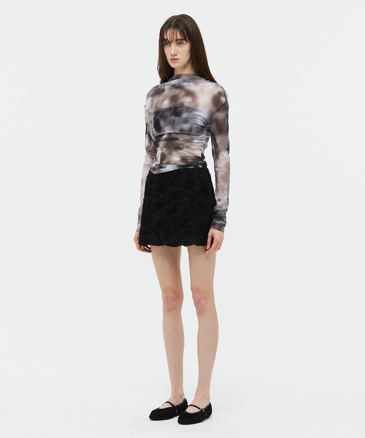 베데르미(VEDERMI) mesh draping top (black)