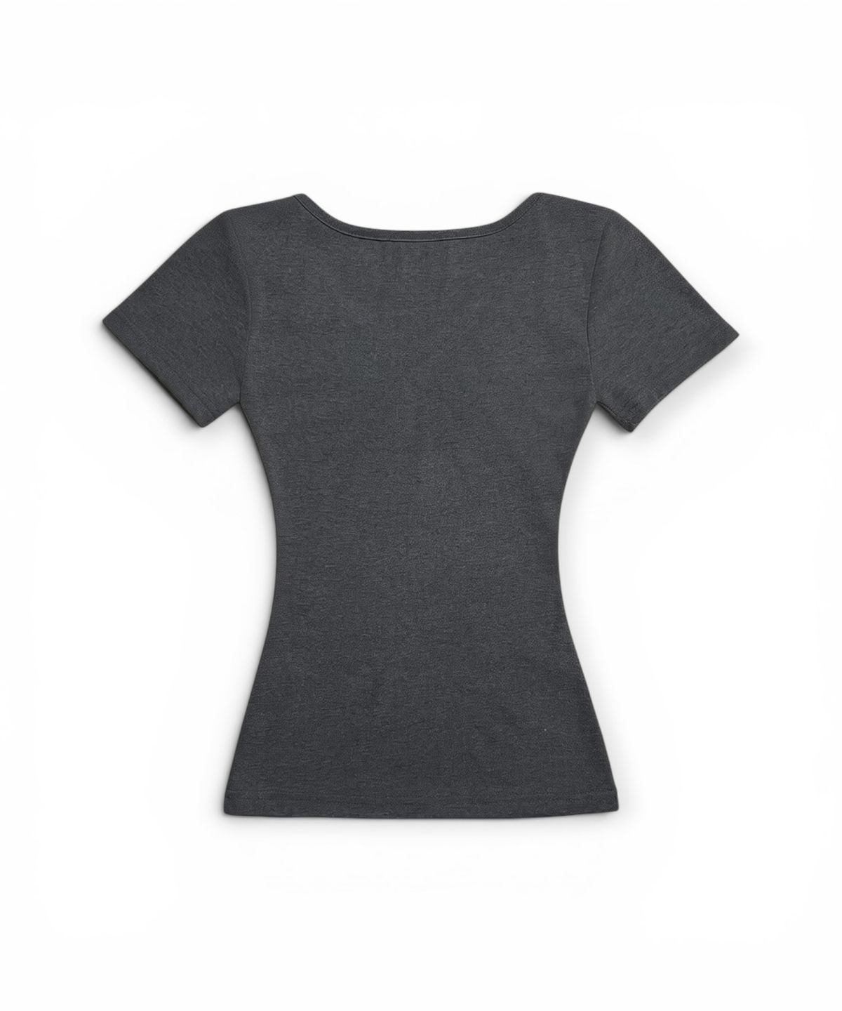 본슬리피(BORN SLIPPY) Crystal Line V Shirring Tee (Charcoal)
