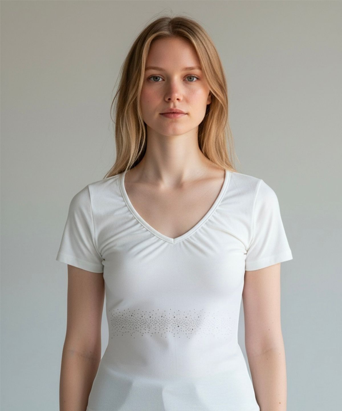 본슬리피(BORN SLIPPY) Crystal Line V Shirring Tee (Ivory)