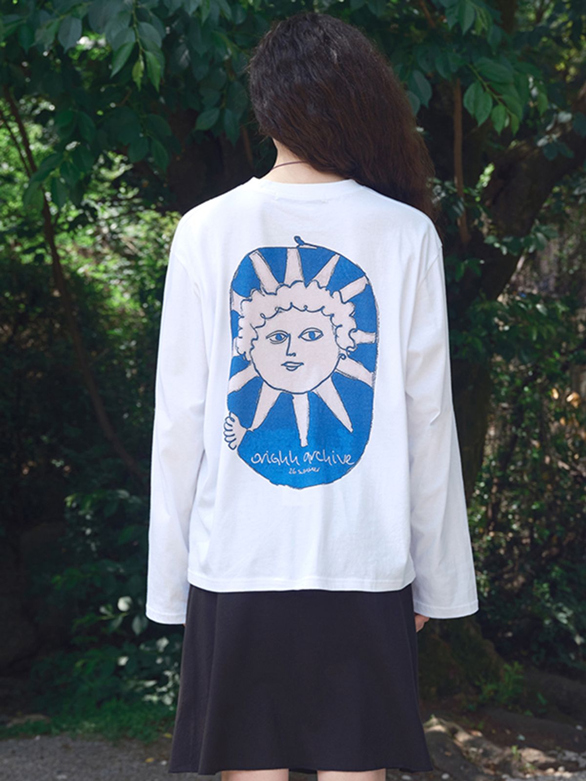 오라이(ORIGHH) 블루 선페이스 그래픽 롱 슬리브(3size)
