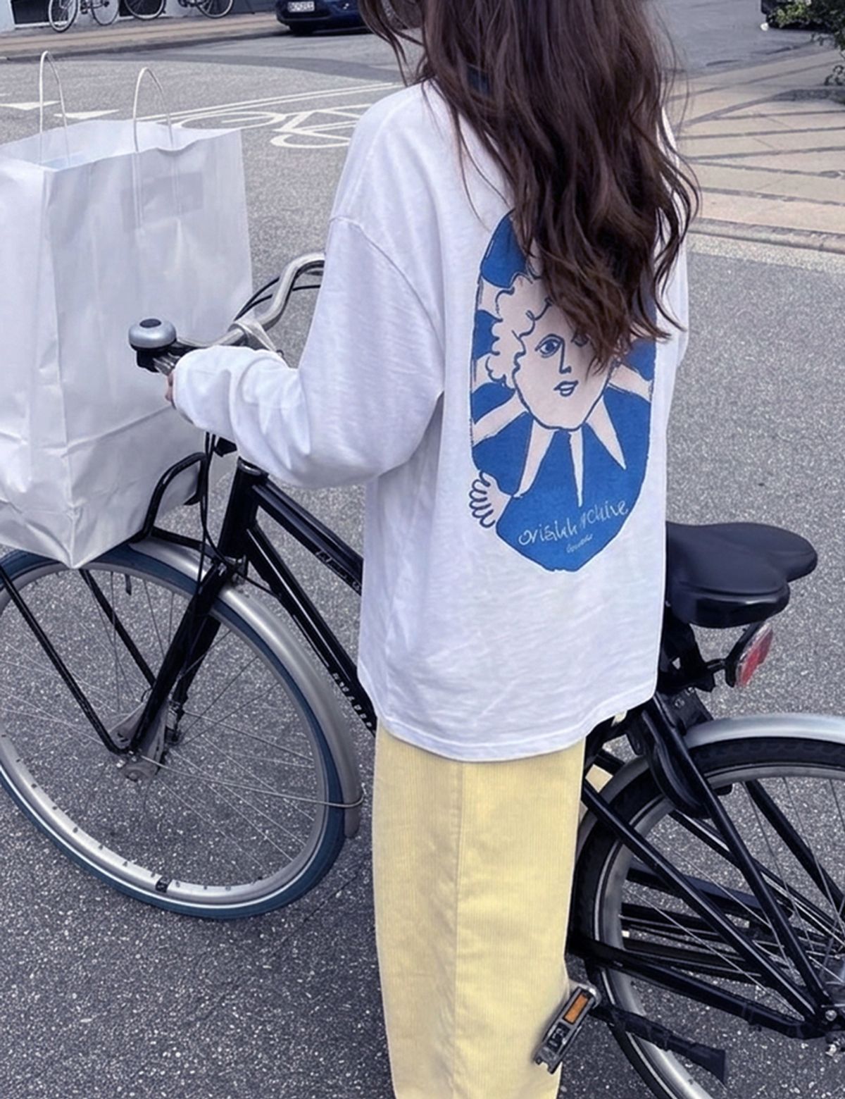 오라이(ORIGHH) 블루 선페이스 그래픽 롱 슬리브(3size)