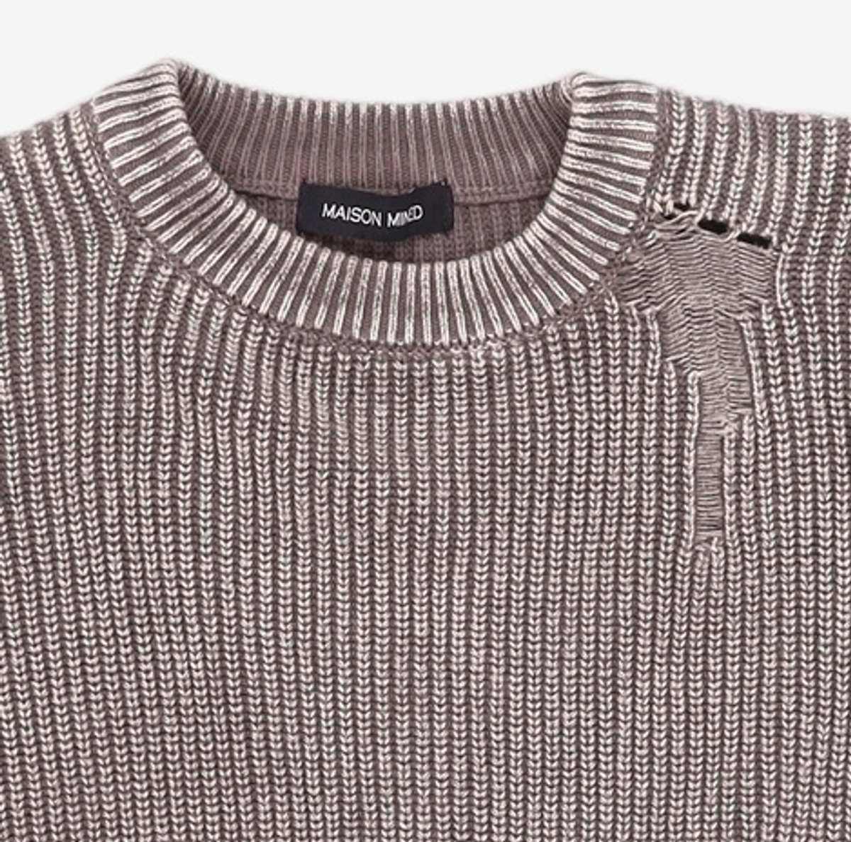메종미네드(MAISON MINED) DAMAGE COLOUR DYE KNIT BROWN M