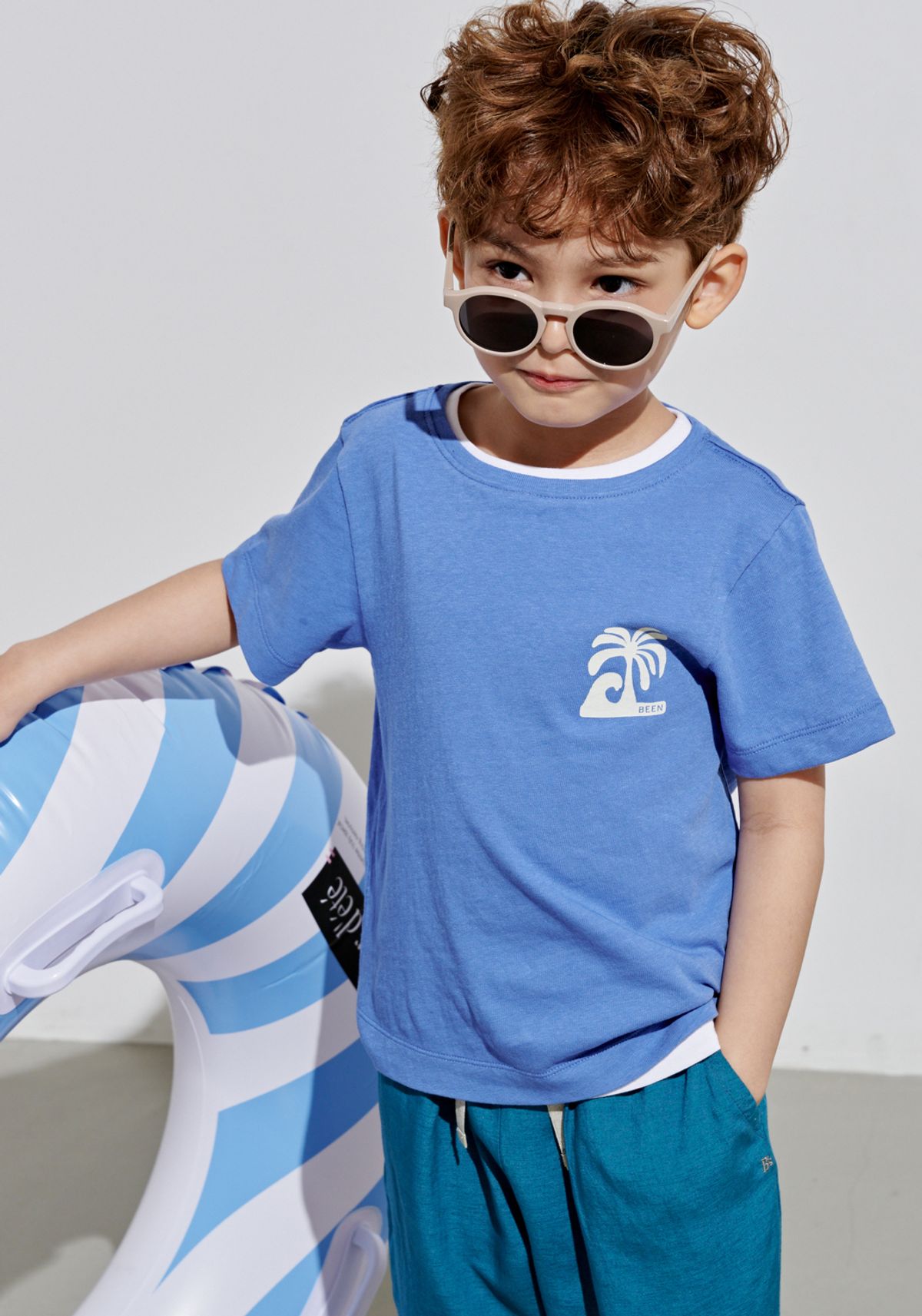 빈(BEEN) BA31TS02BU 블루 야자수 반소매 티셔츠