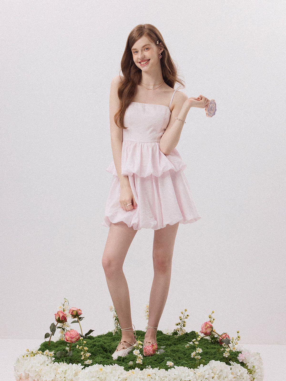 신스덴(SINCETHEN) 베이비 벌룬 티어드 미니원피스