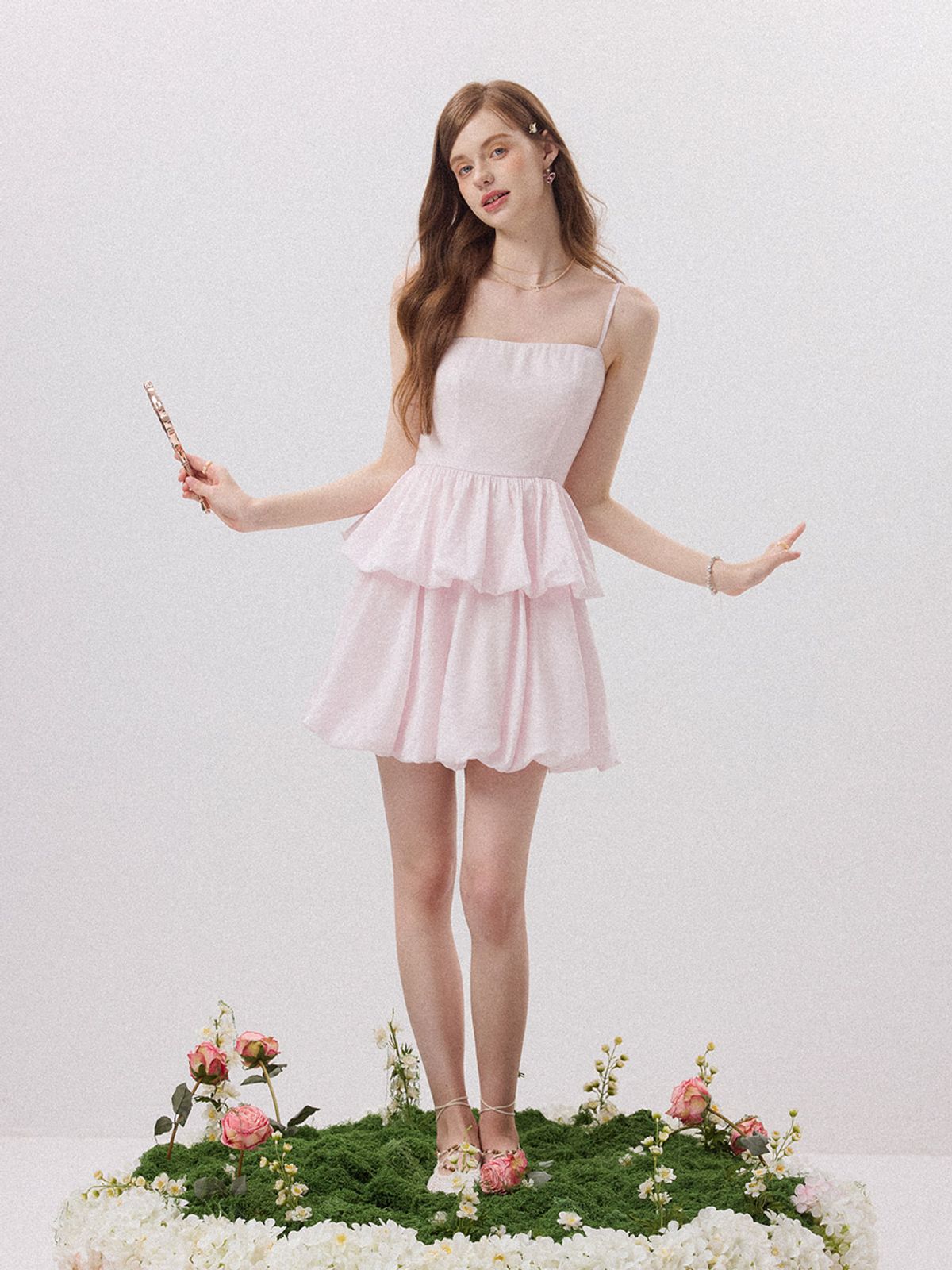 신스덴(SINCETHEN) 베이비 벌룬 티어드 미니원피스