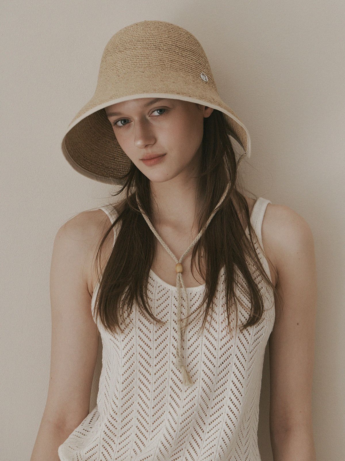 메르헨(MERCHEN) Sia raffia bonnet hat_2color