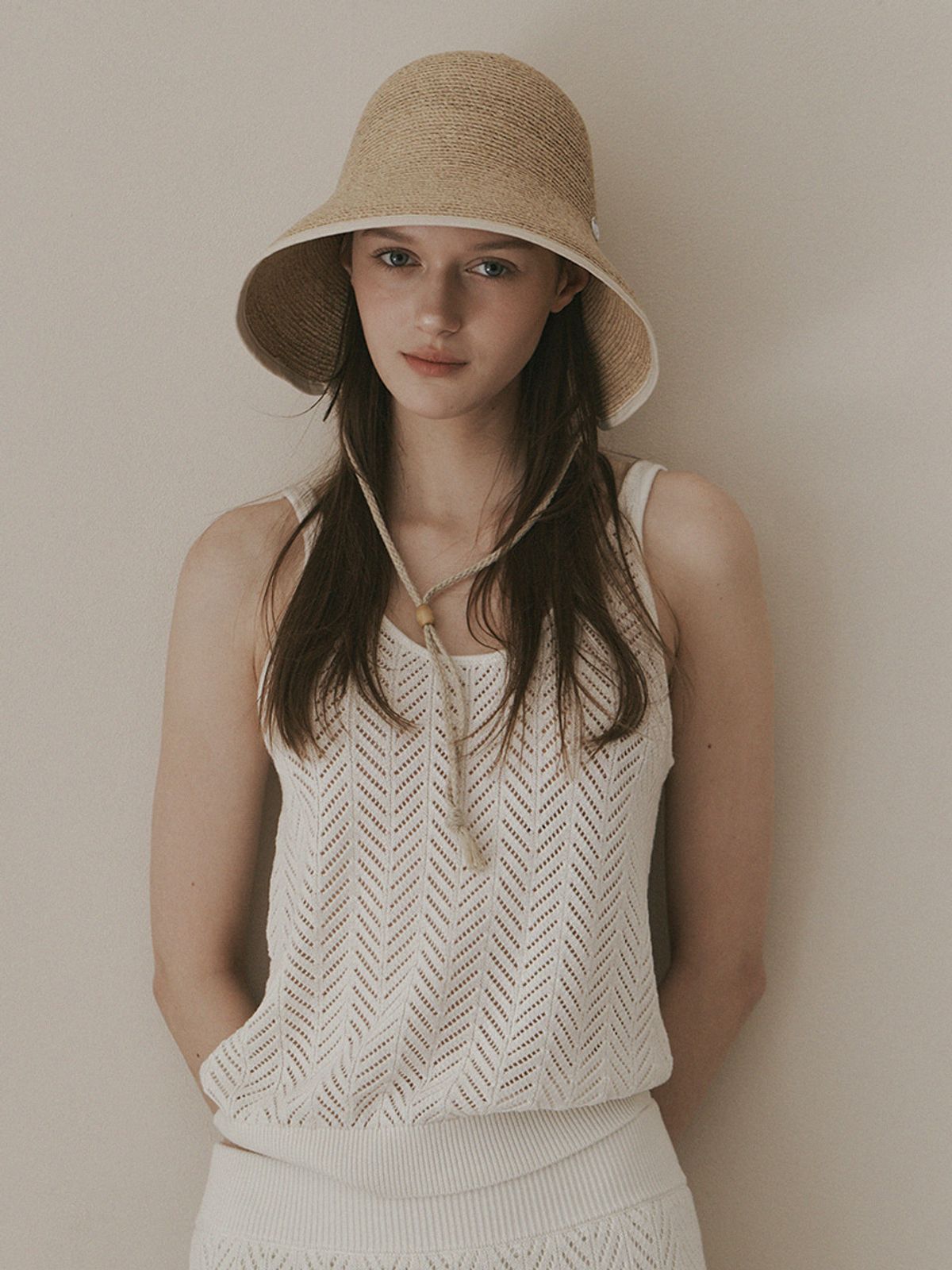 메르헨(MERCHEN) Sia raffia bonnet hat_2color