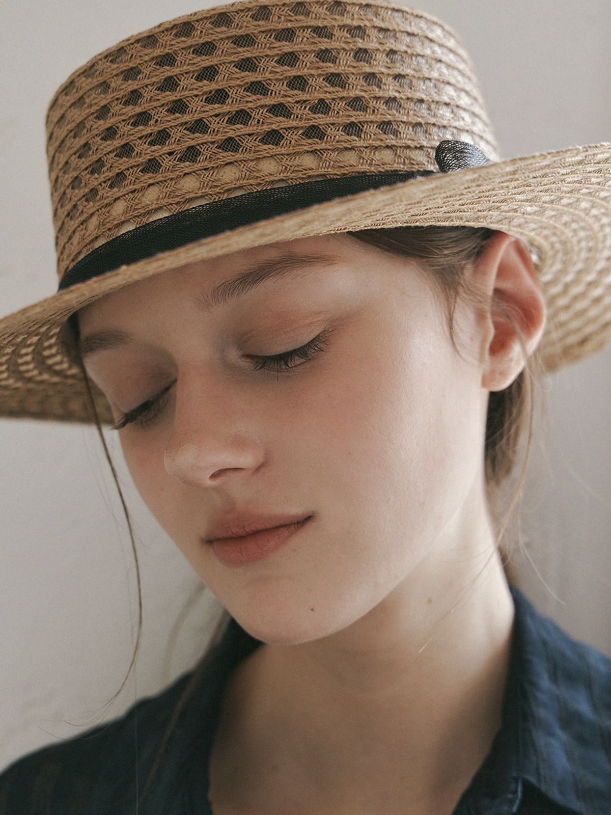 메르헨(MERCHEN) See-through riboon boater hat_2color