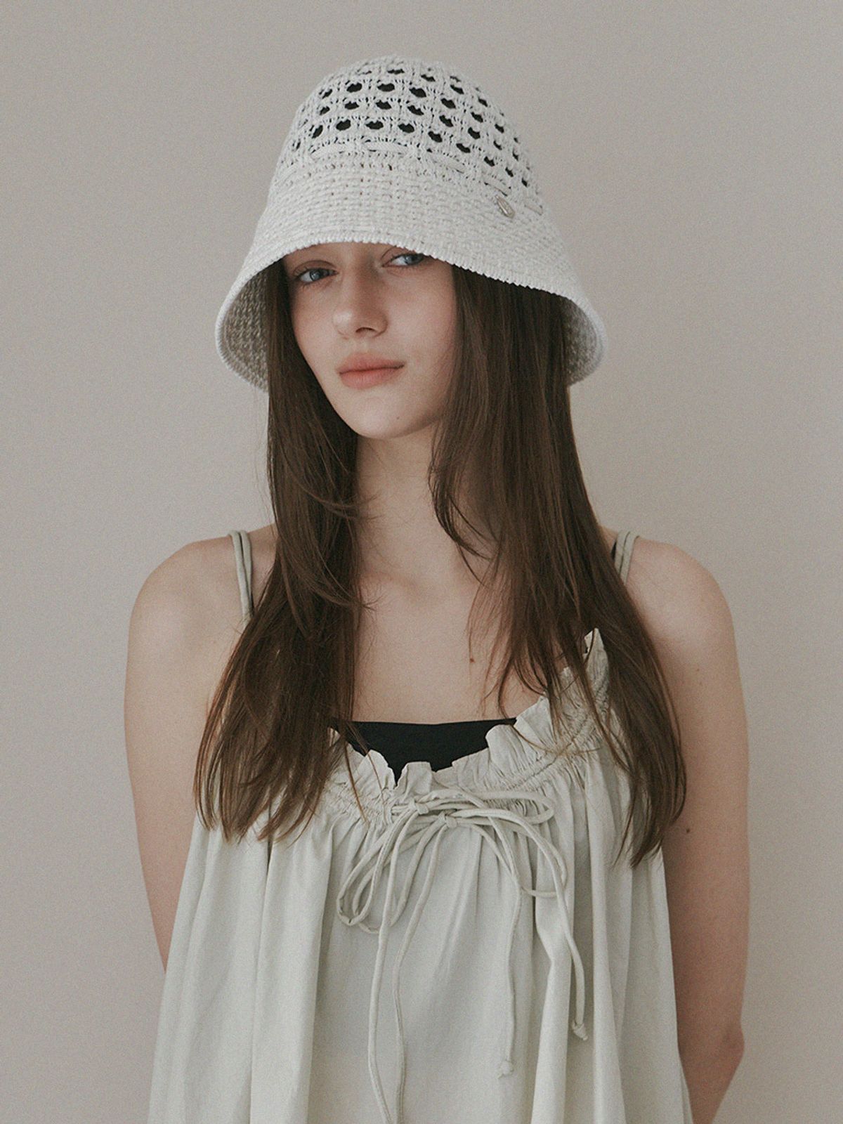 메르헨(MERCHEN) Crochet string bucket hat_3color