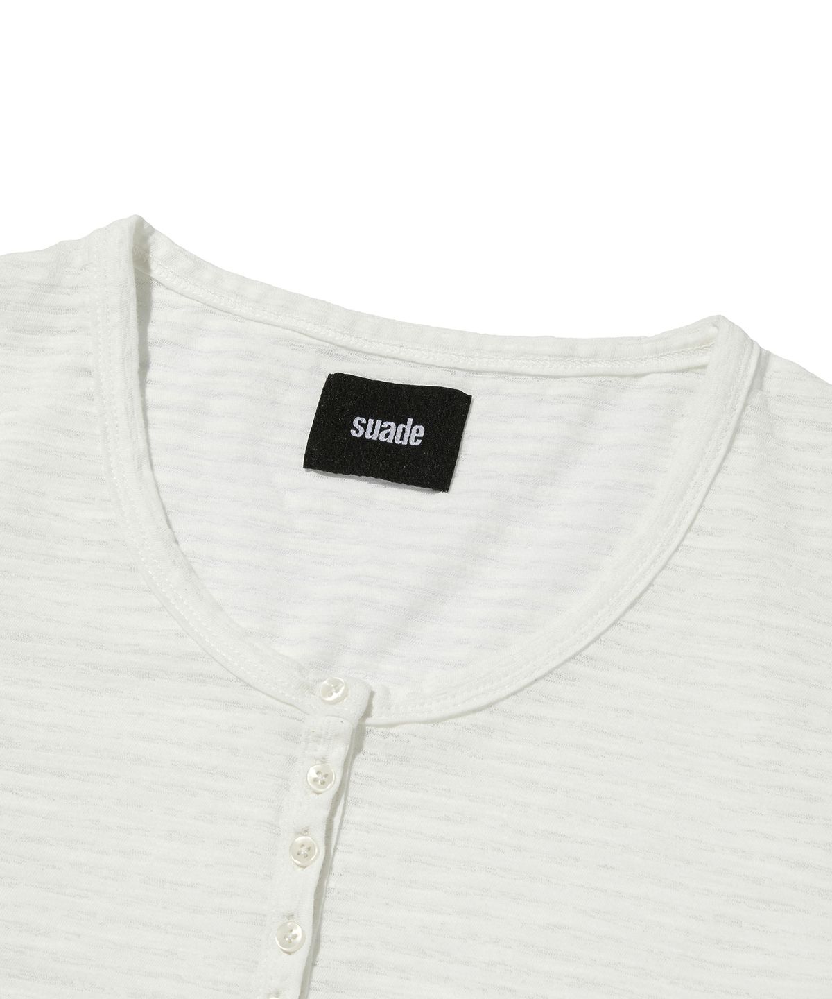 스웨이드(SUADE) SHEER SLIM HENLEY NECK [WHITE]