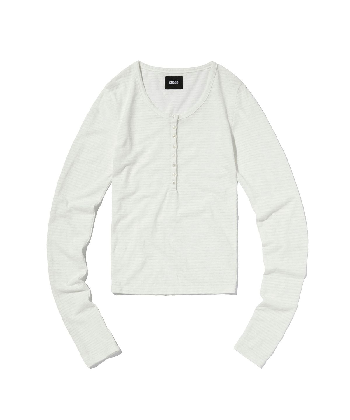 스웨이드(SUADE) SHEER SLIM HENLEY NECK [WHITE]