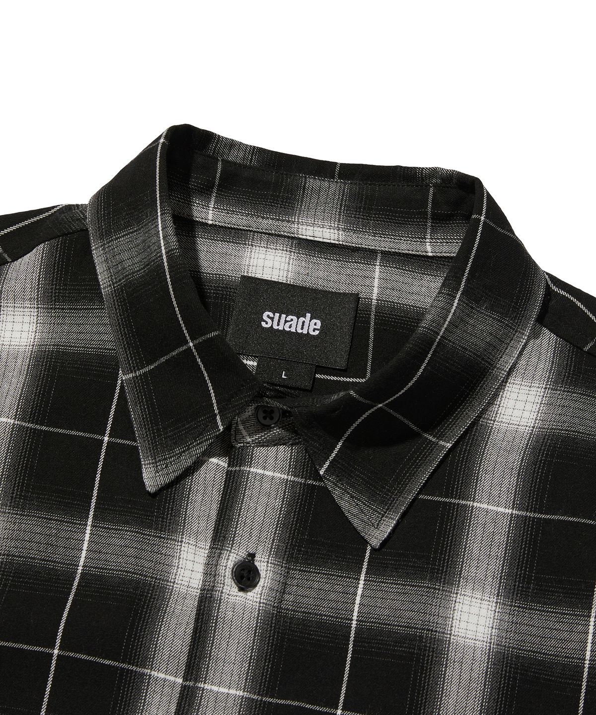 스웨이드(SUADE) CHECK SHORT SLEEVE SHIRT [BLACK]
