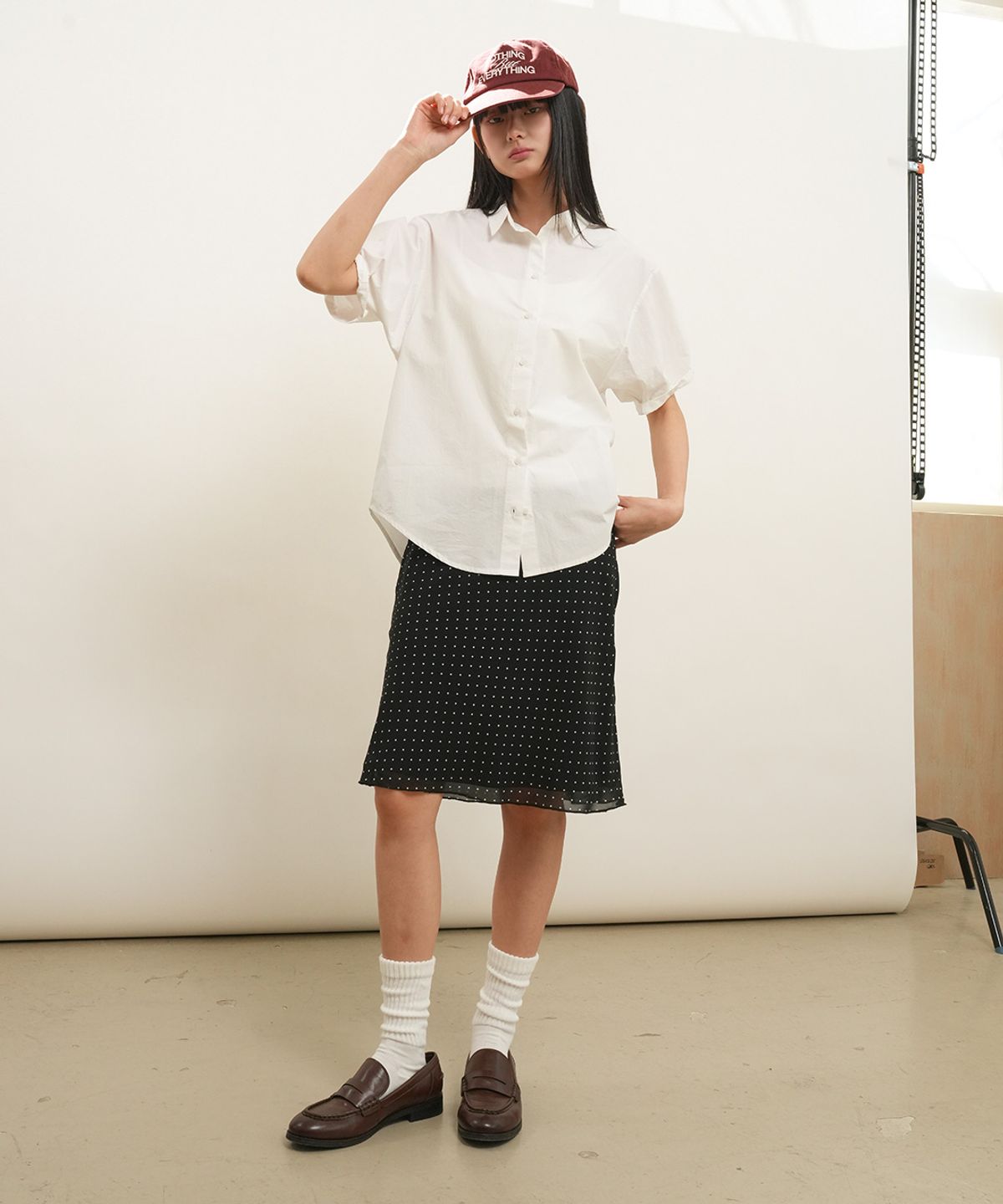 제너럴아이디어(GENERALIDEA) 루즈핏 폴디드 슬리브 코튼 셔츠 [WHITE] / GF2LSH520