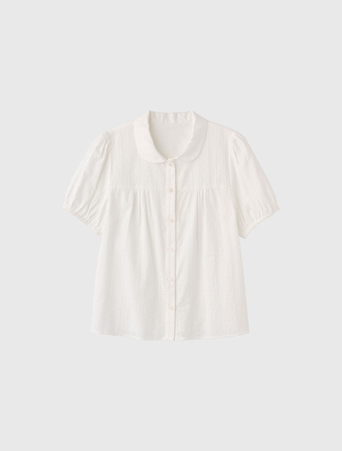 제너럴아이디어(GENERALIDEA) 라운드 카라 퍼프 블라우스 [WHITE] / GF2LSH521
