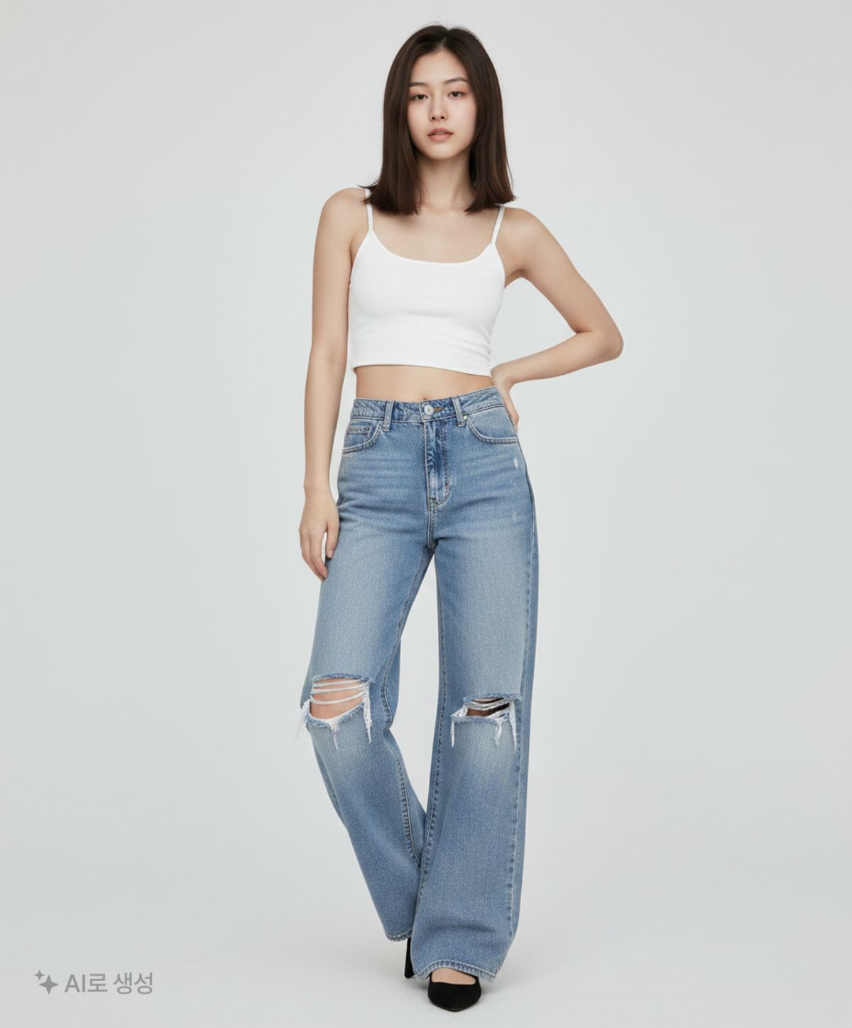 게스(GUESS) 여성 M톤 구제 와이드 25