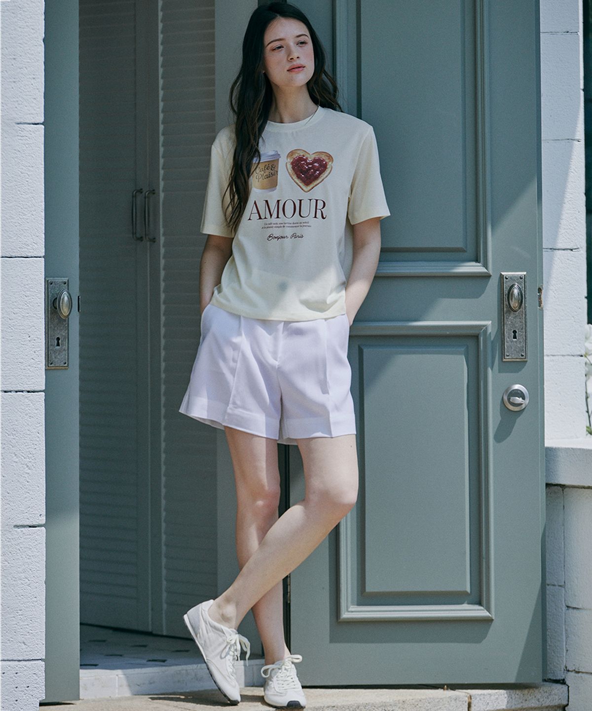 마롭(MALOUPE) 5218 아모르 그래픽 티셔츠 (옐로우)