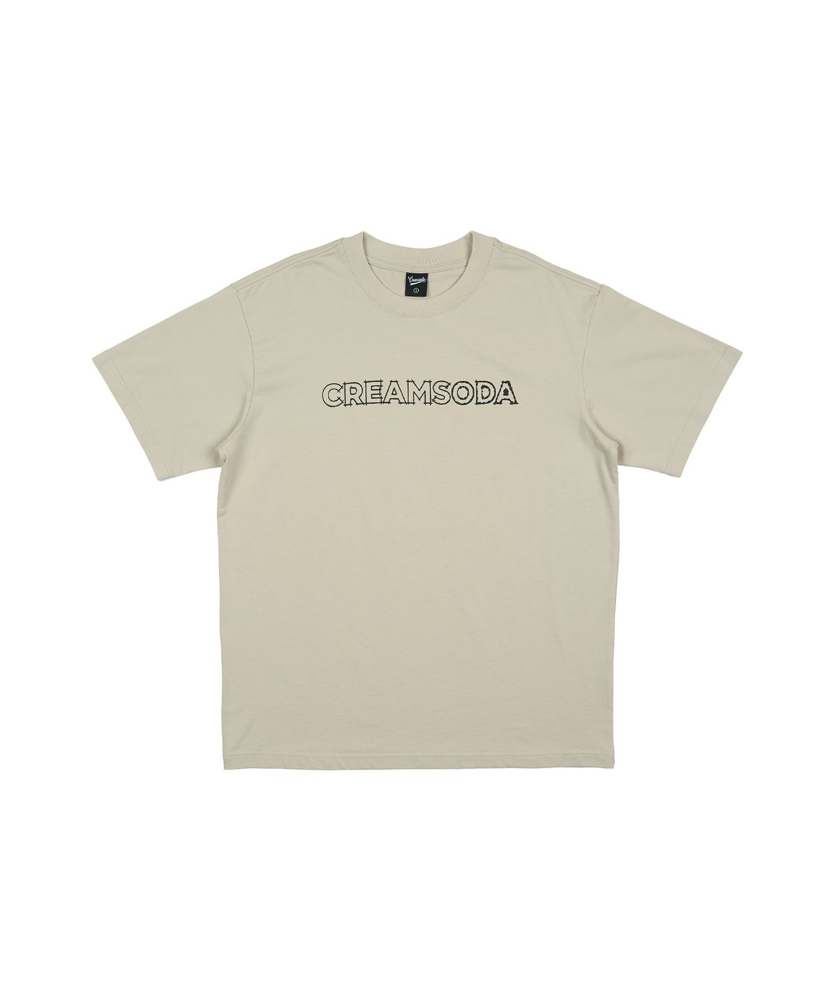 크림소다랩(CREAM SODA LAB) 그라운드 플랜 로고 스퀘어 와펜 반팔 티셔츠 베이지