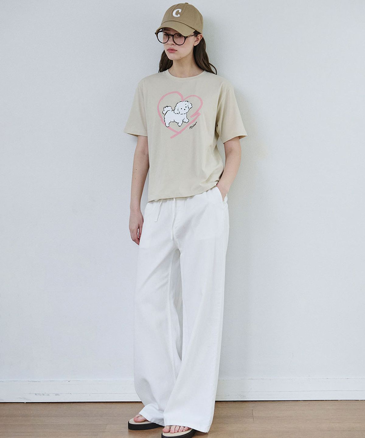 마롭(MALOUPE) 5220  퍼피 그래픽티셔츠 (베이지)