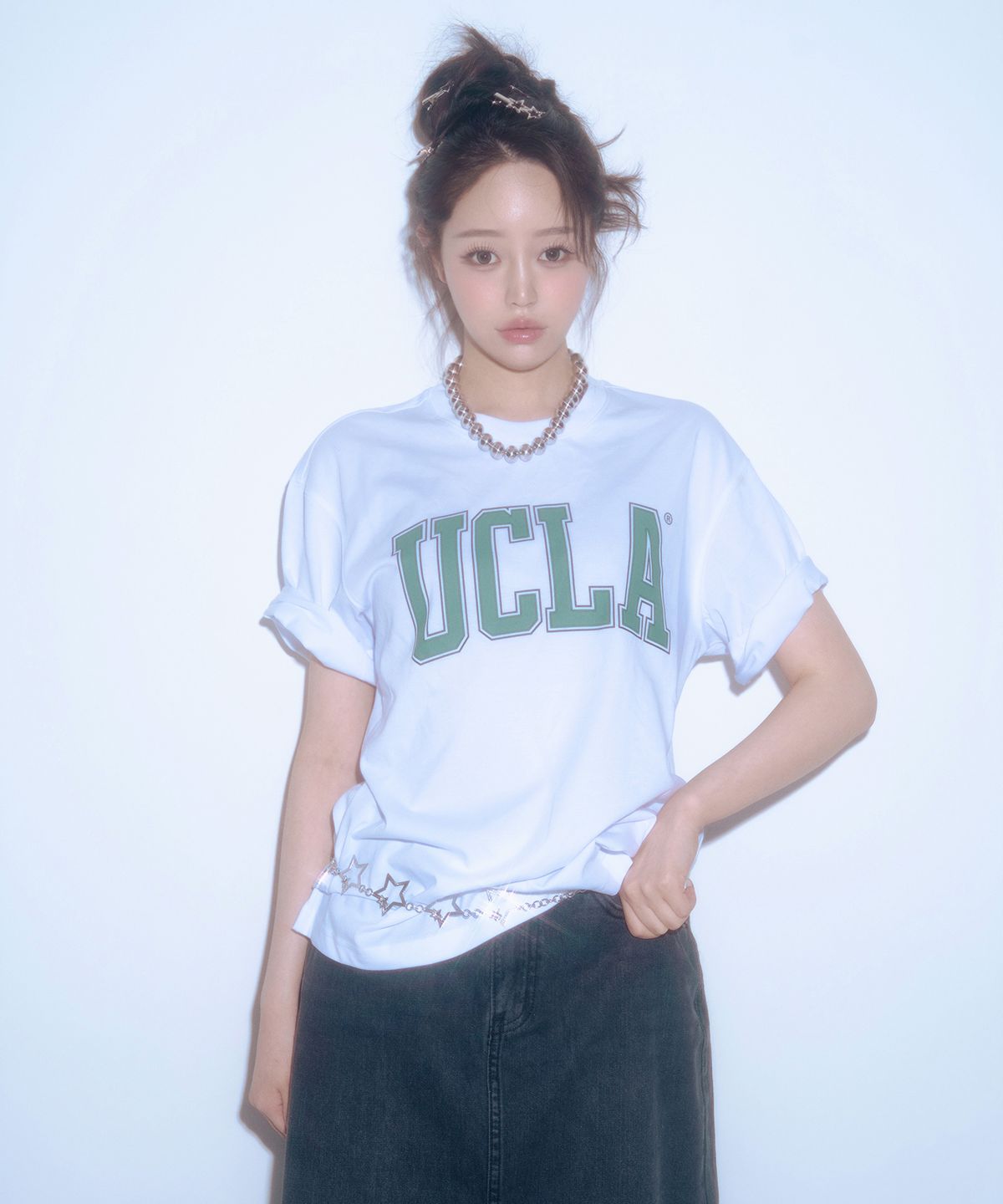 유씨엘에이(UCLA) 여성용 베이직 브러쉬 데님 롱 스커트[GREY](UC6DS50)