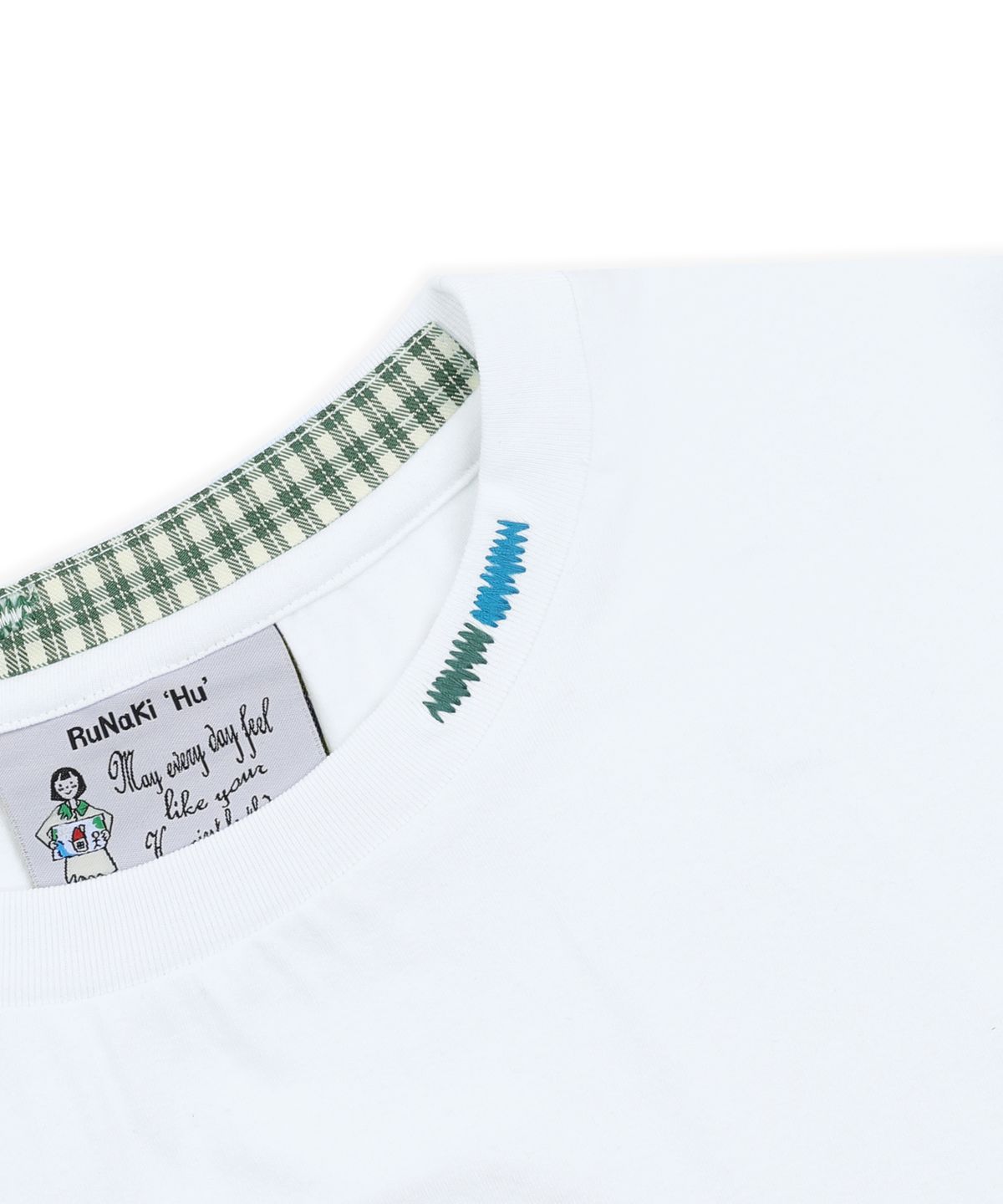 루나키후(RuNaKi'Hu') WXT099 쿠모 도마도 체크 아플리케 티셔츠 (WHITE)
