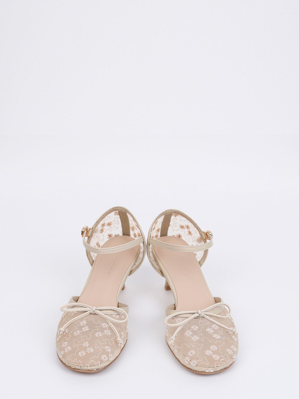 슈바이초이(SHOEBYCHOI) 매쉬 망사 펌프스 (5cm)_블랙,플라워베이지