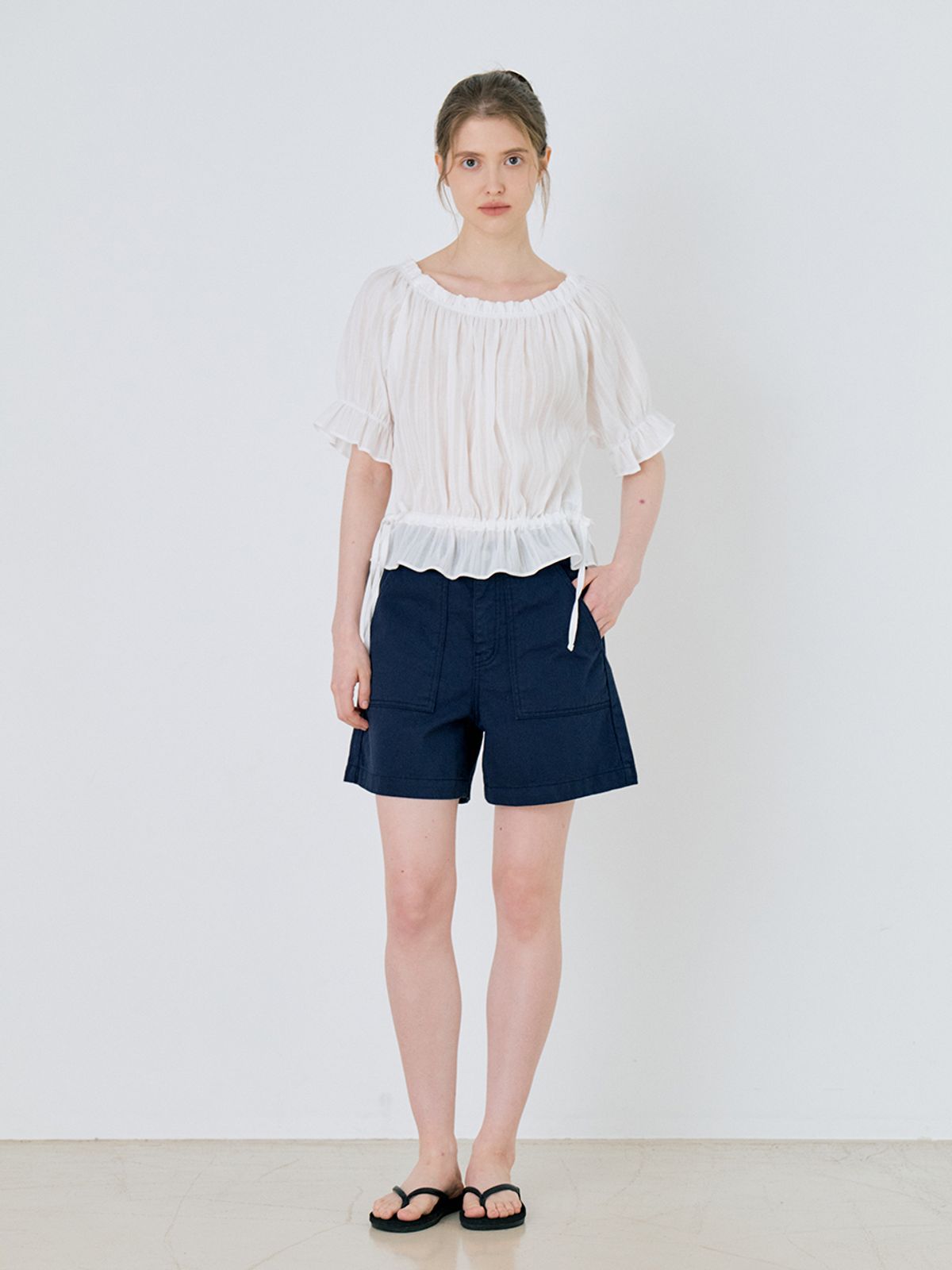 르세지엠(LESEIZEME) Basic Cotton Work Half Pants - Navy
