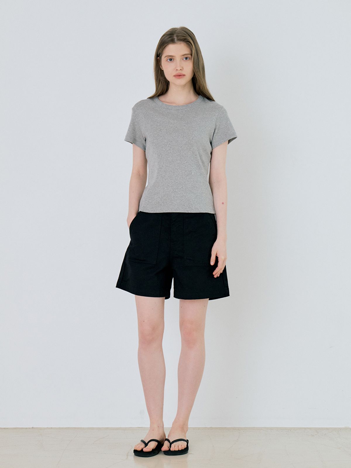 르세지엠(LESEIZEME) Basic Cotton Work Half Pants - Black