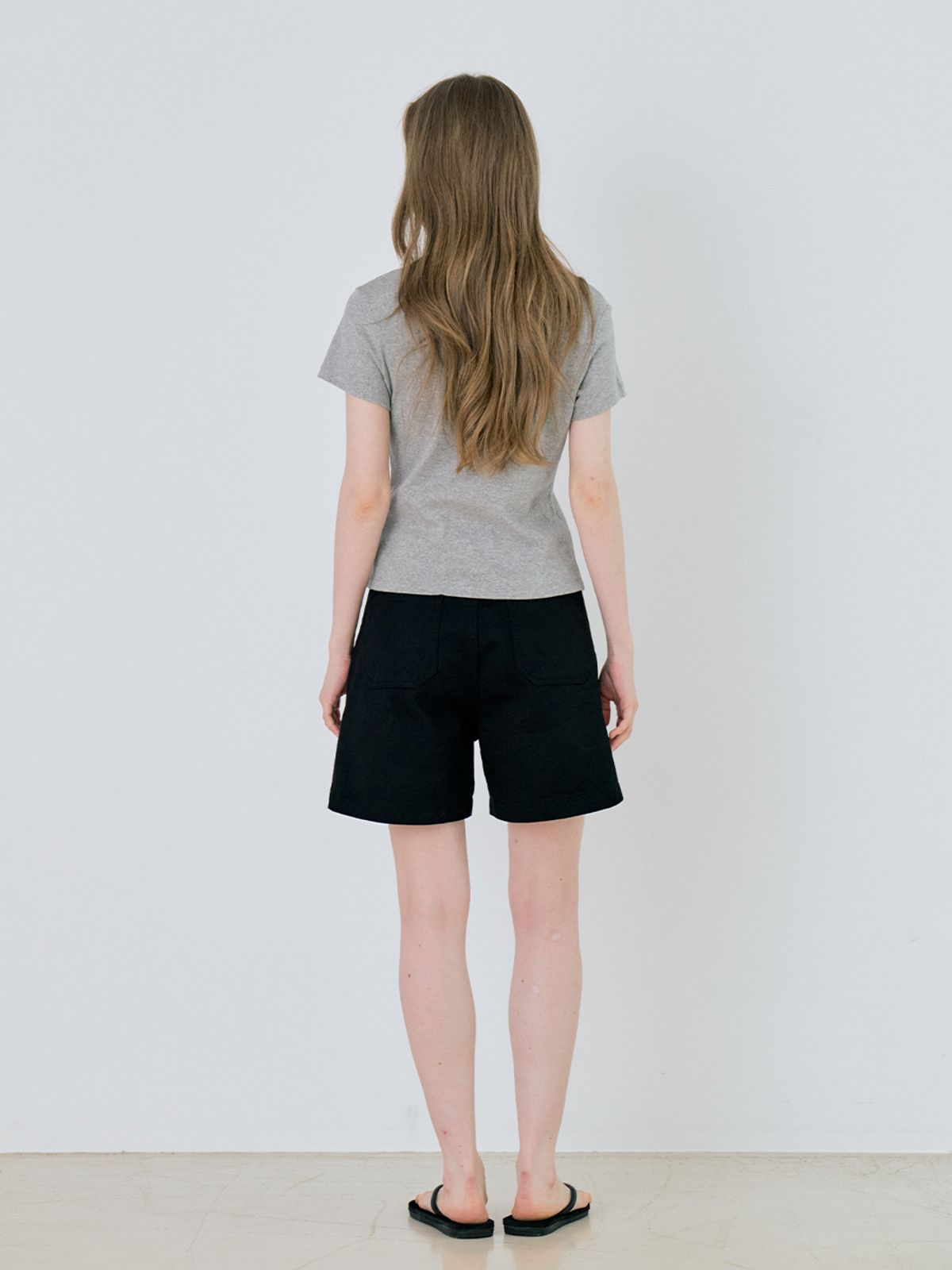 르세지엠(LESEIZEME) Basic Cotton Work Half Pants - Black